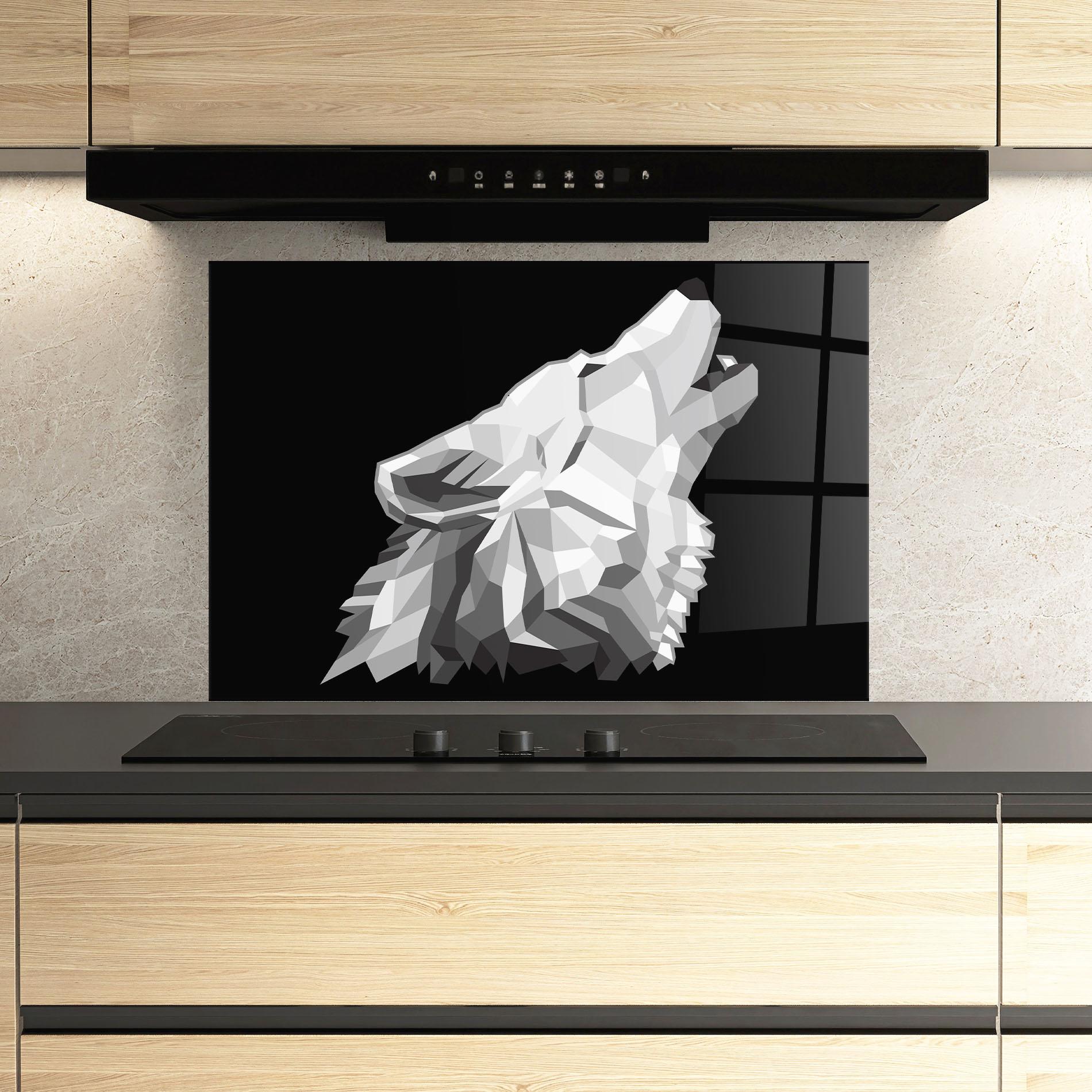 Panou Sticla Bucatarie Wolf Singing mockup 3