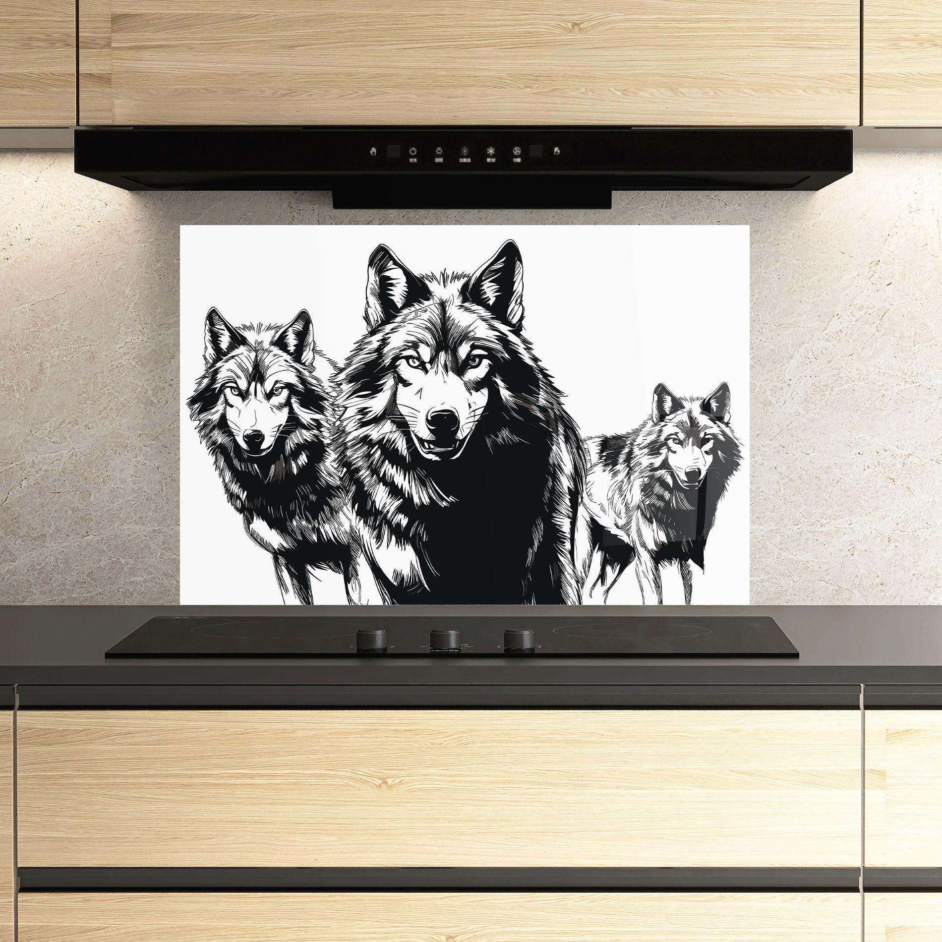 Panou Sticla Bucatarie Wolves mockup 3