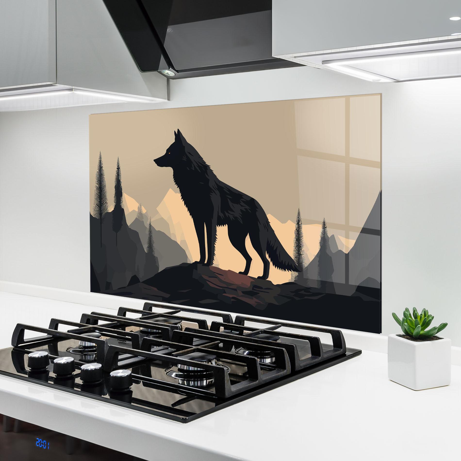 Panou Sticla Bucatarie Black Wolf mockup 6