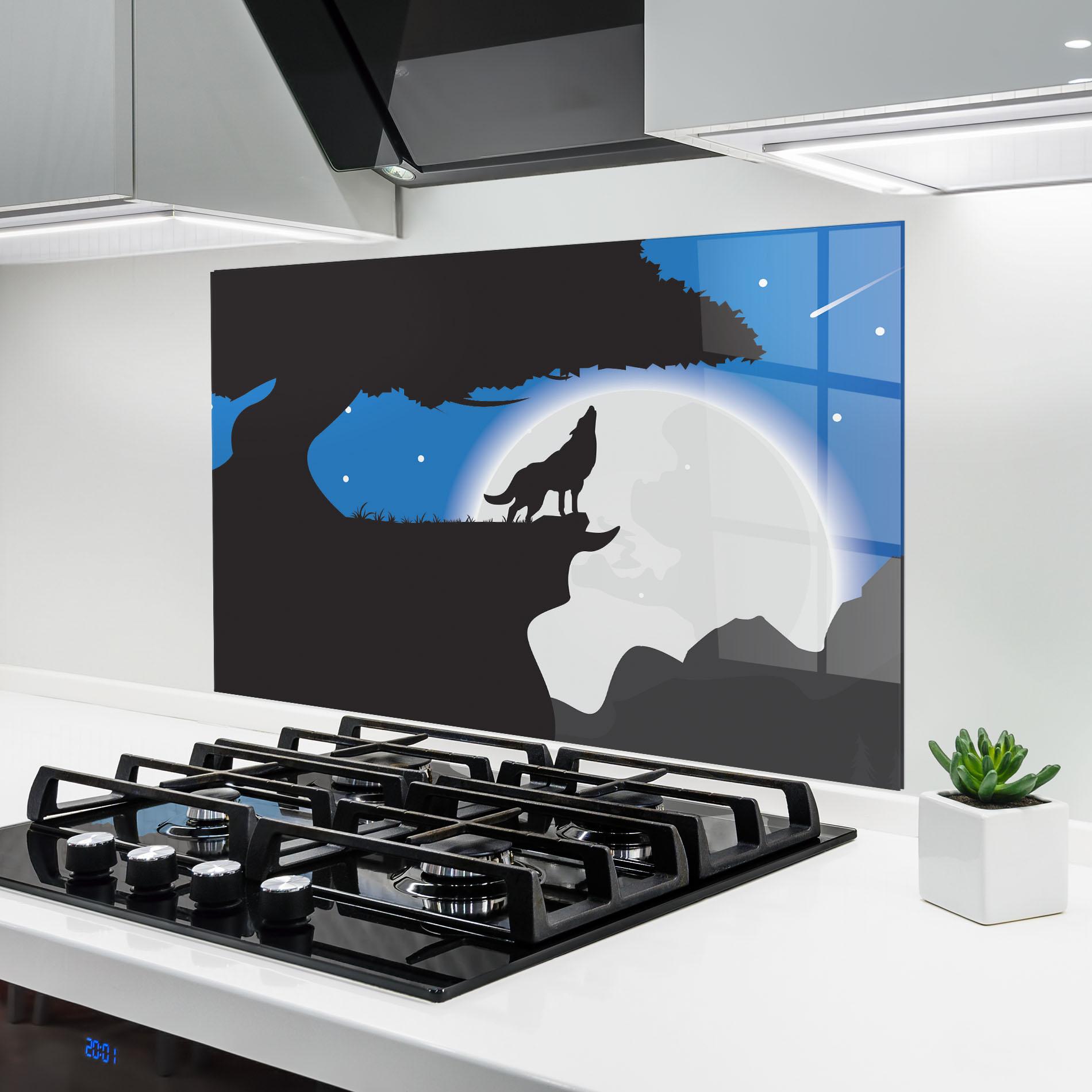 Panou Sticla Bucatarie Blue Light Wolf mockup 6