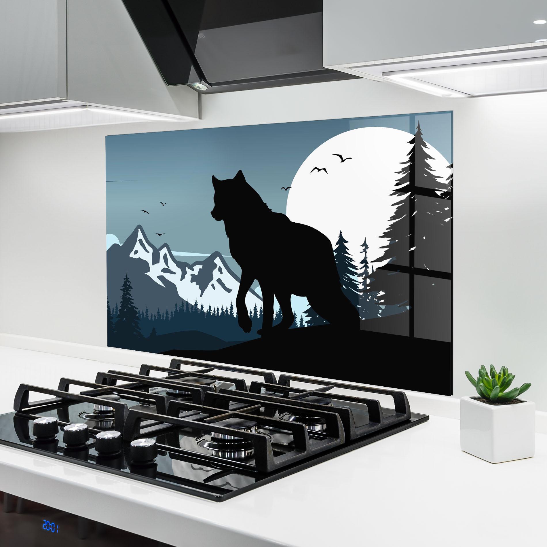 Panou Sticla Bucatarie Hill Wolf mockup 6