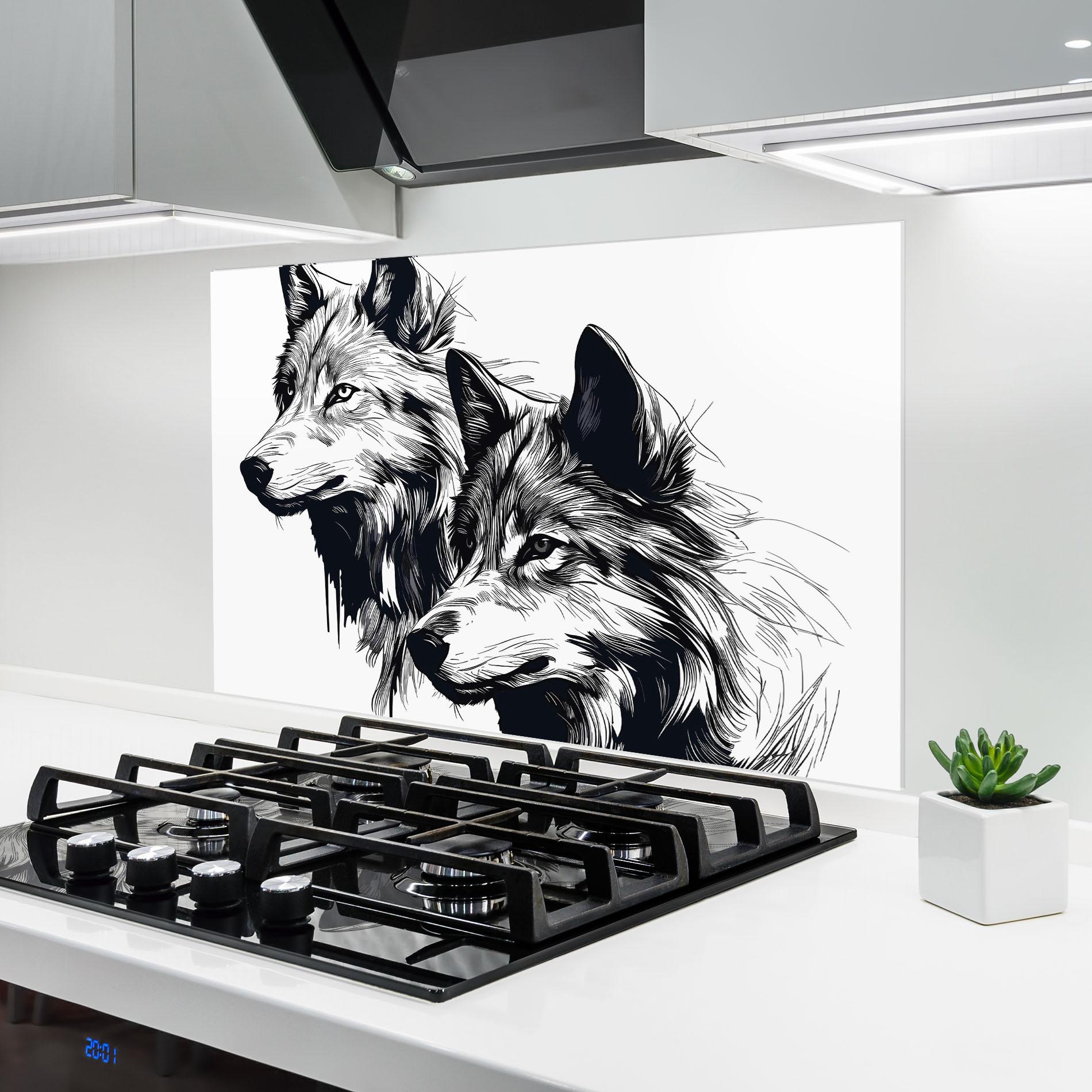 Panou Sticla Bucatarie Wolf Friends mockup 6