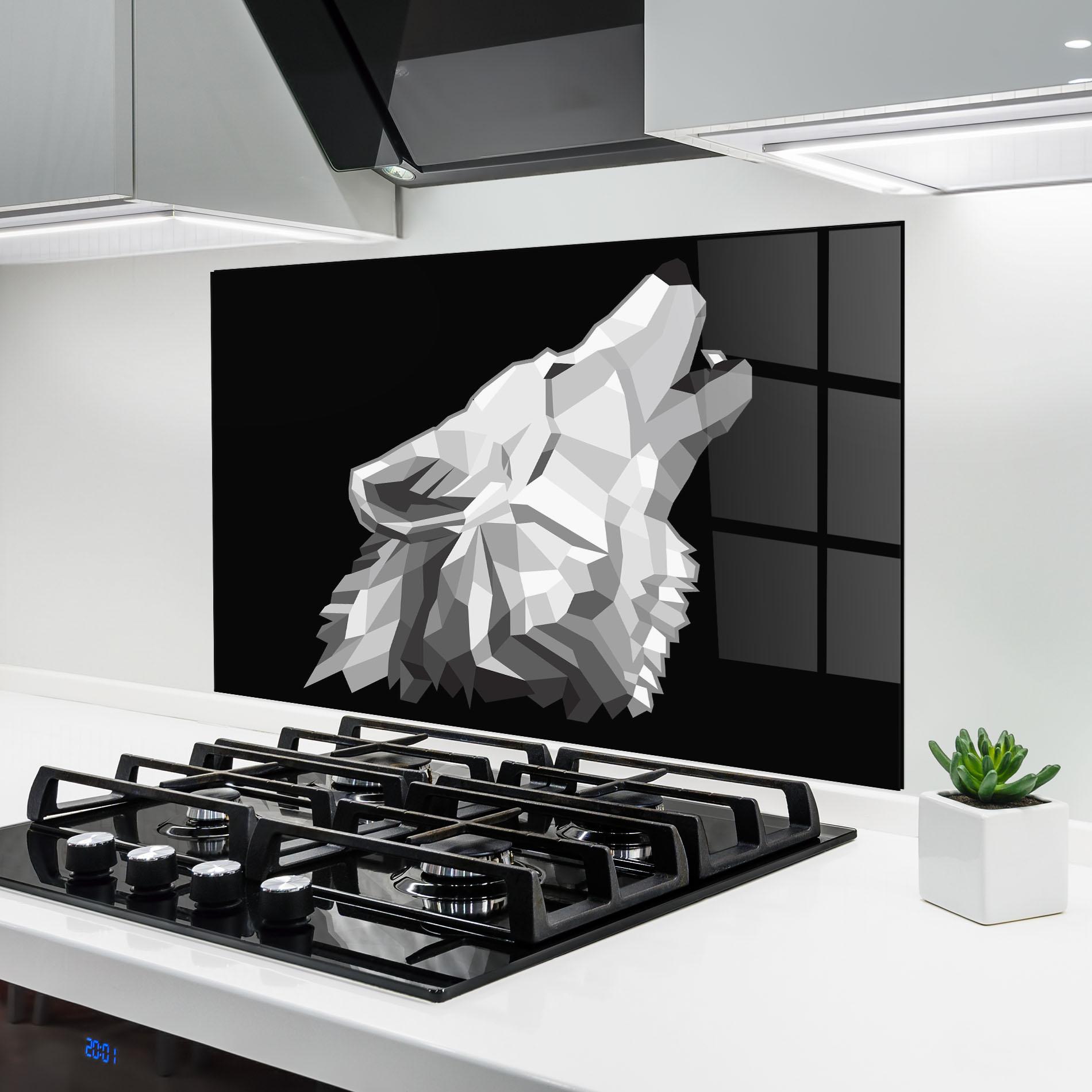 Panou Sticla Bucatarie Wolf Singing mockup 6