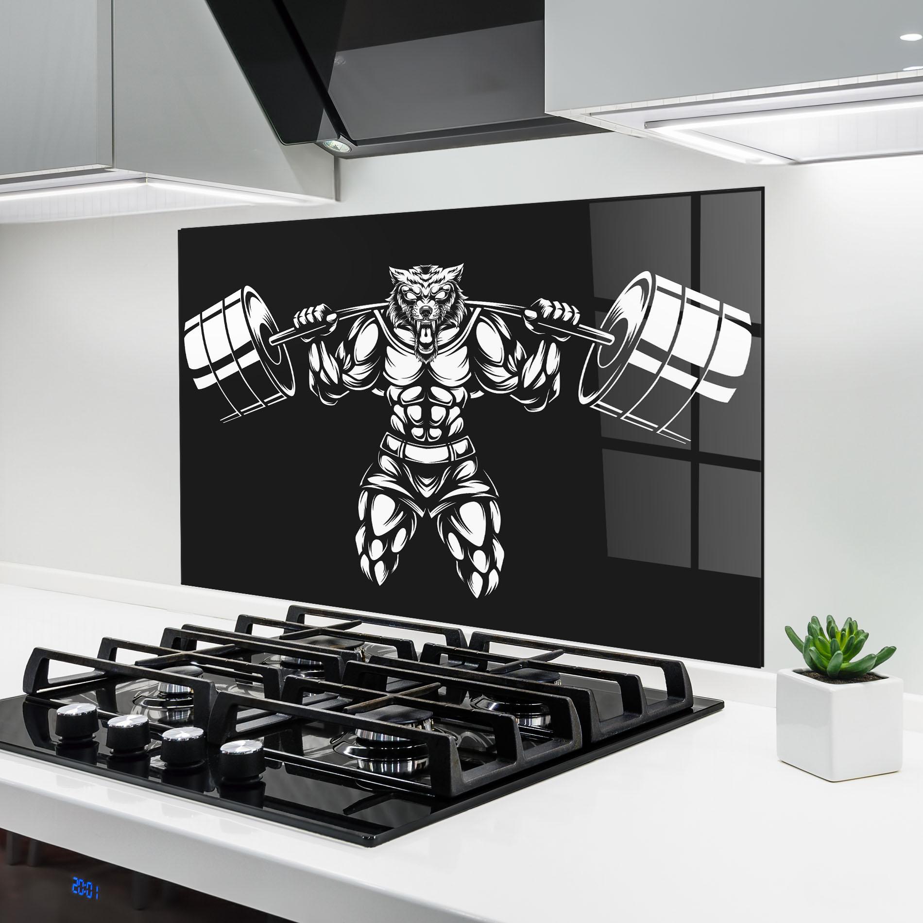 Panou Sticla Bucatarie Work Out Wolf mockup 6