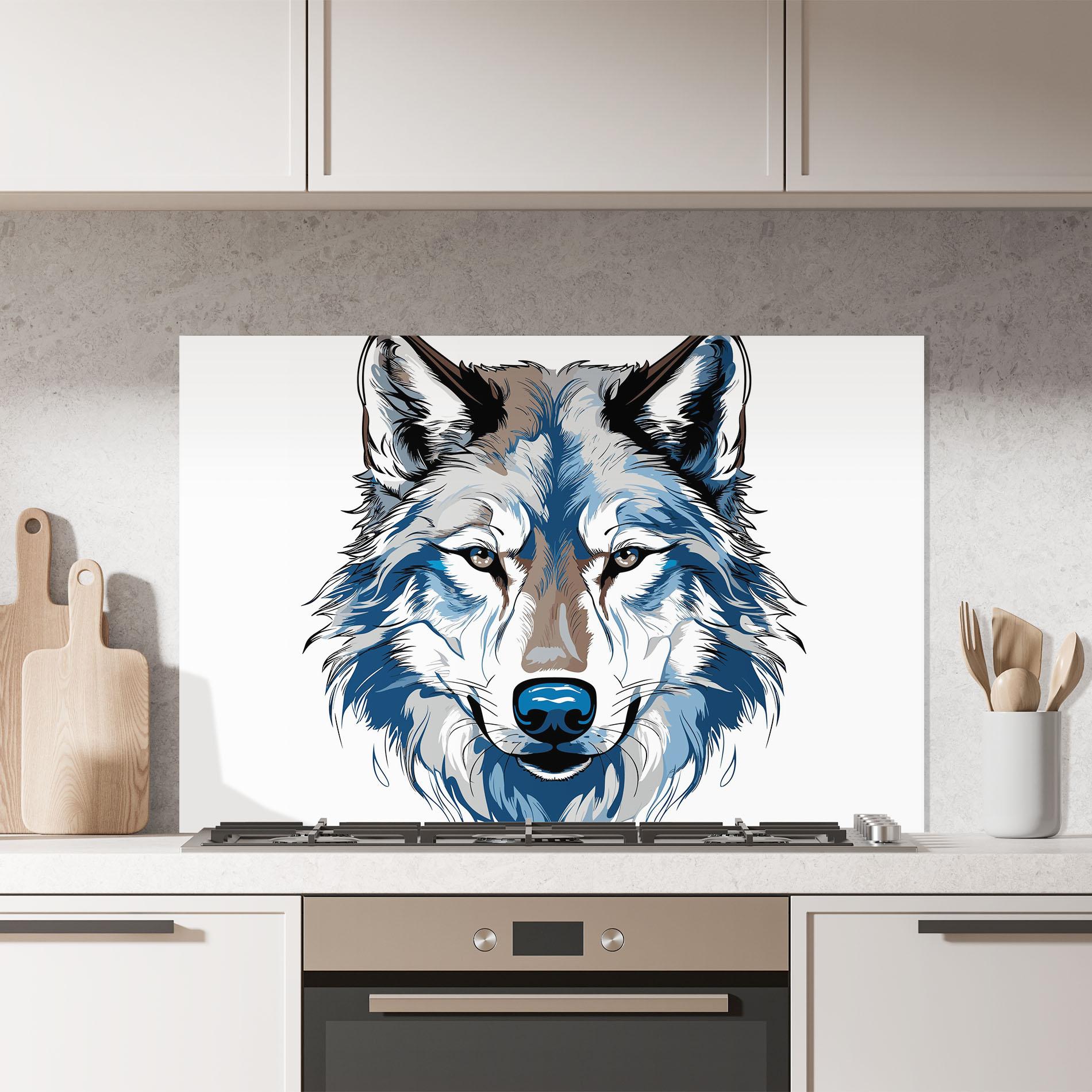 Panou Sticla Bucatarie Blue Wolf Head mockup 7