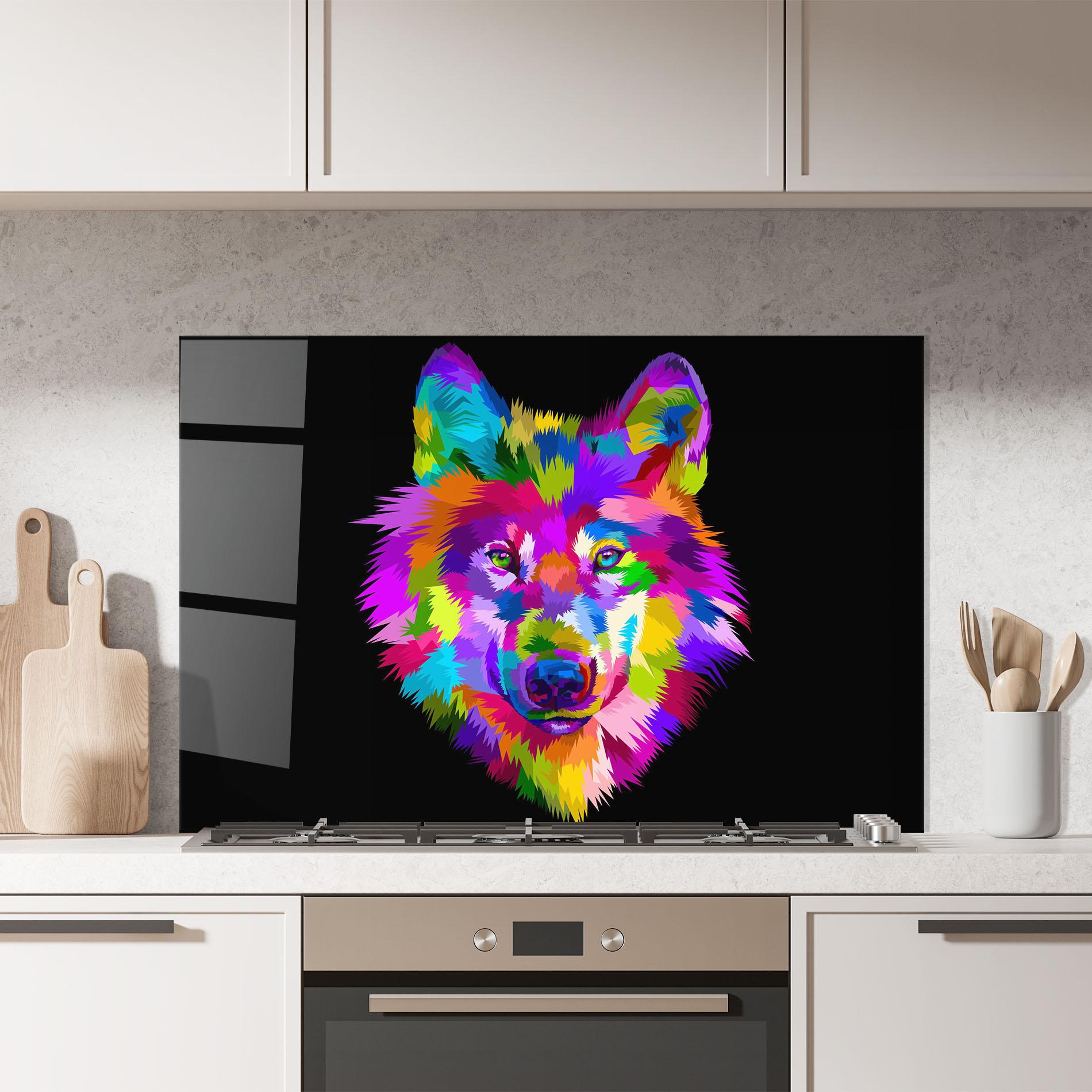 Panou Sticla Bucatarie Color Mix Wolf mockup 7
