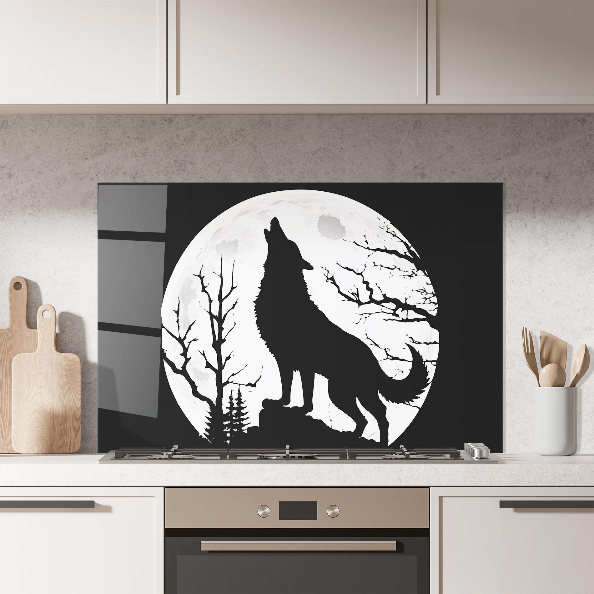 Panou Sticla Bucatarie Full Moon Wolf mockup 7