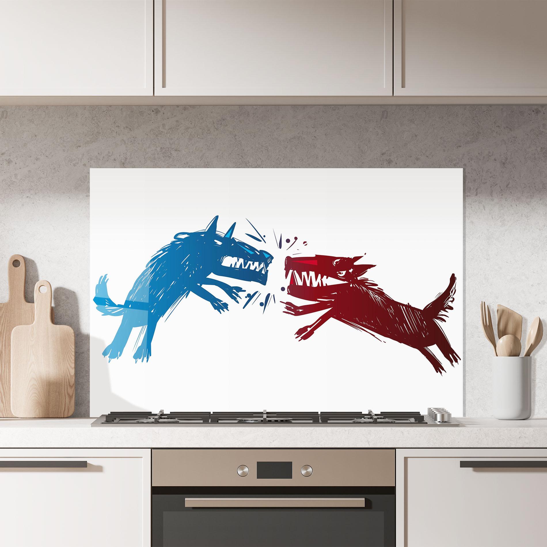 Panou Sticla Bucatarie Red Blue Wolves mockup 7