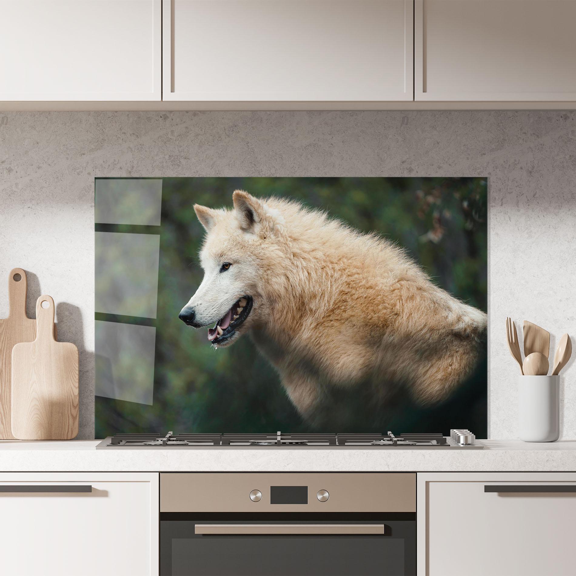 Panou Sticla Bucatarie White Alpha Wolf mockup 7