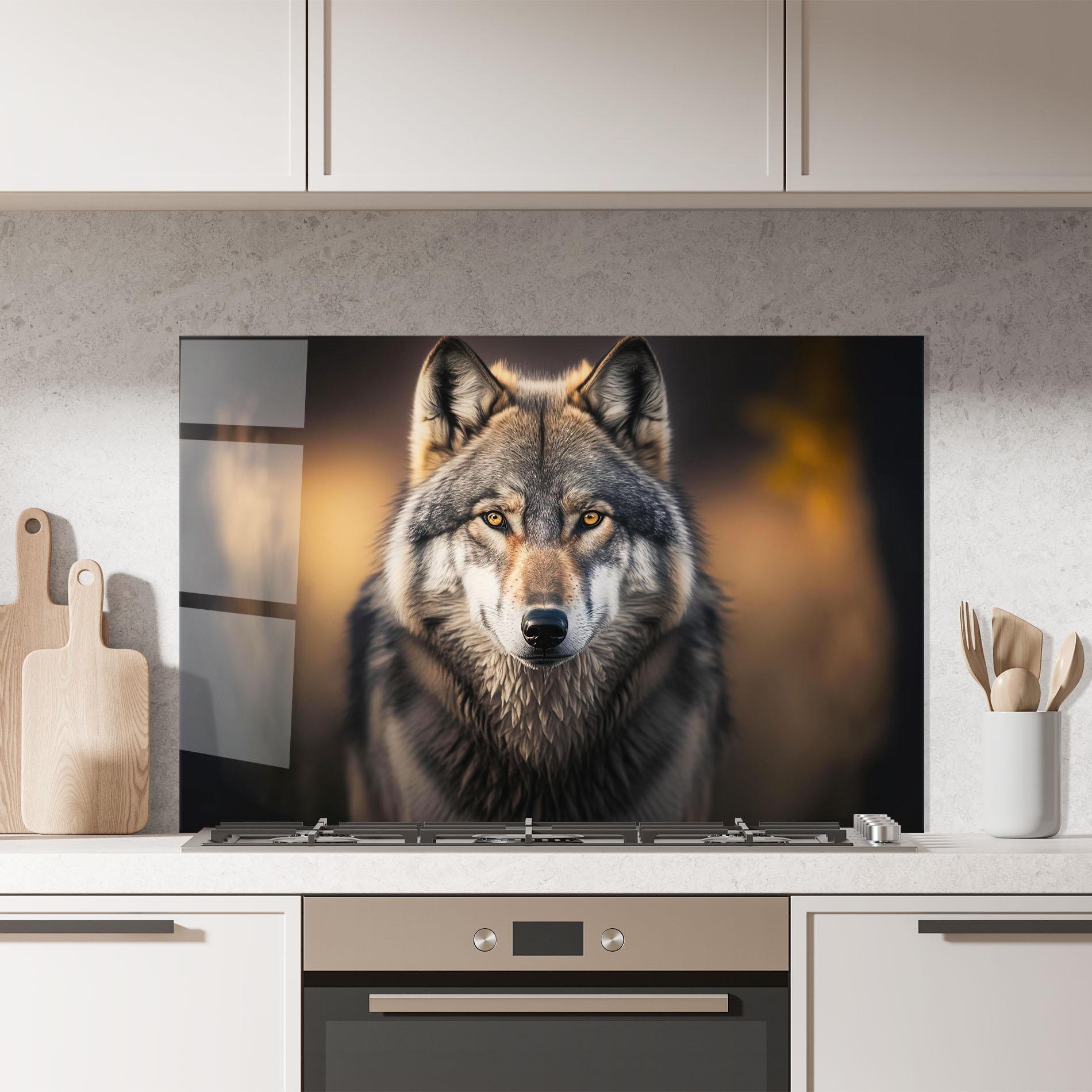 Panou Sticla Bucatarie Wild Gray Wolf mockup 7