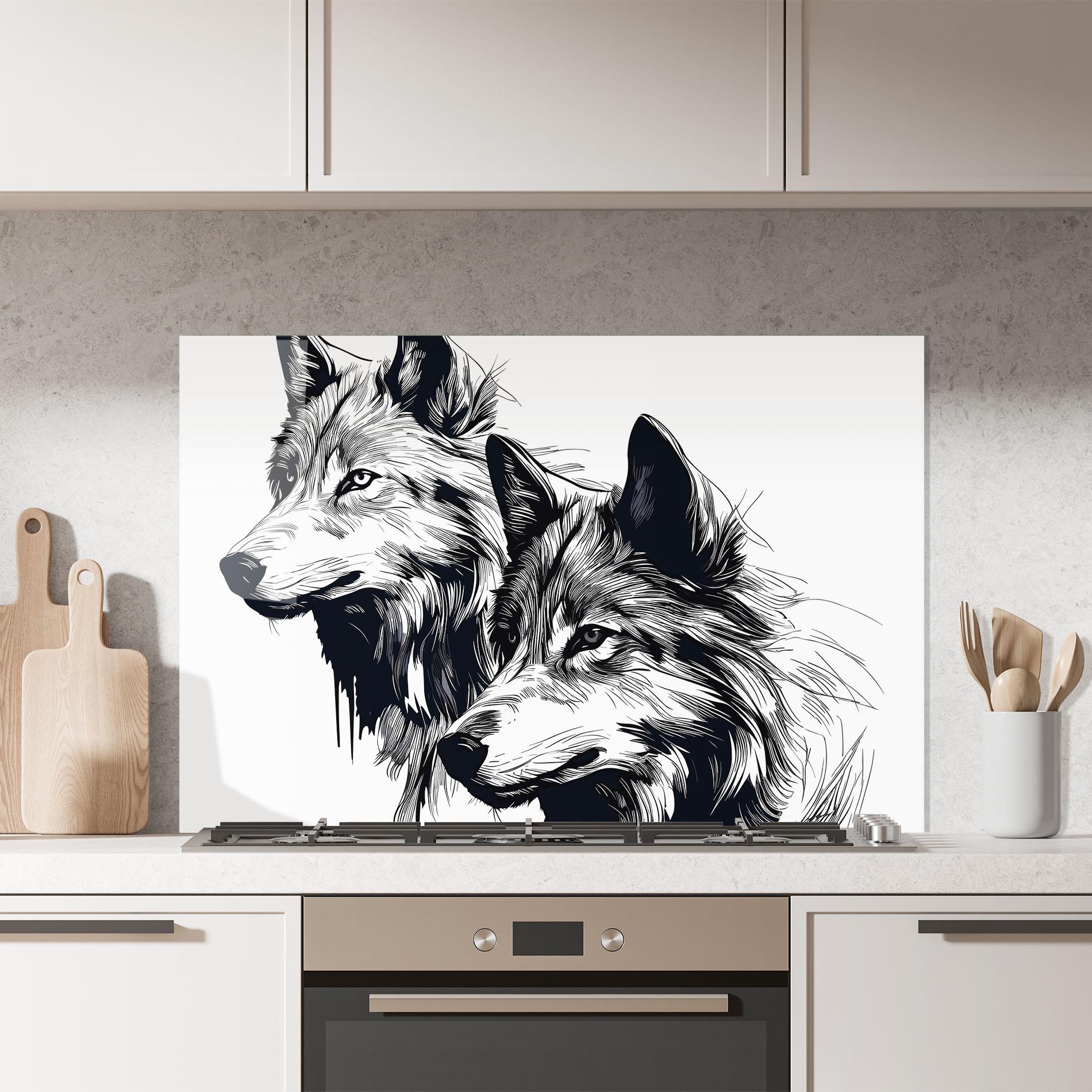 Panou Sticla Bucatarie Wolf Friends mockup 7