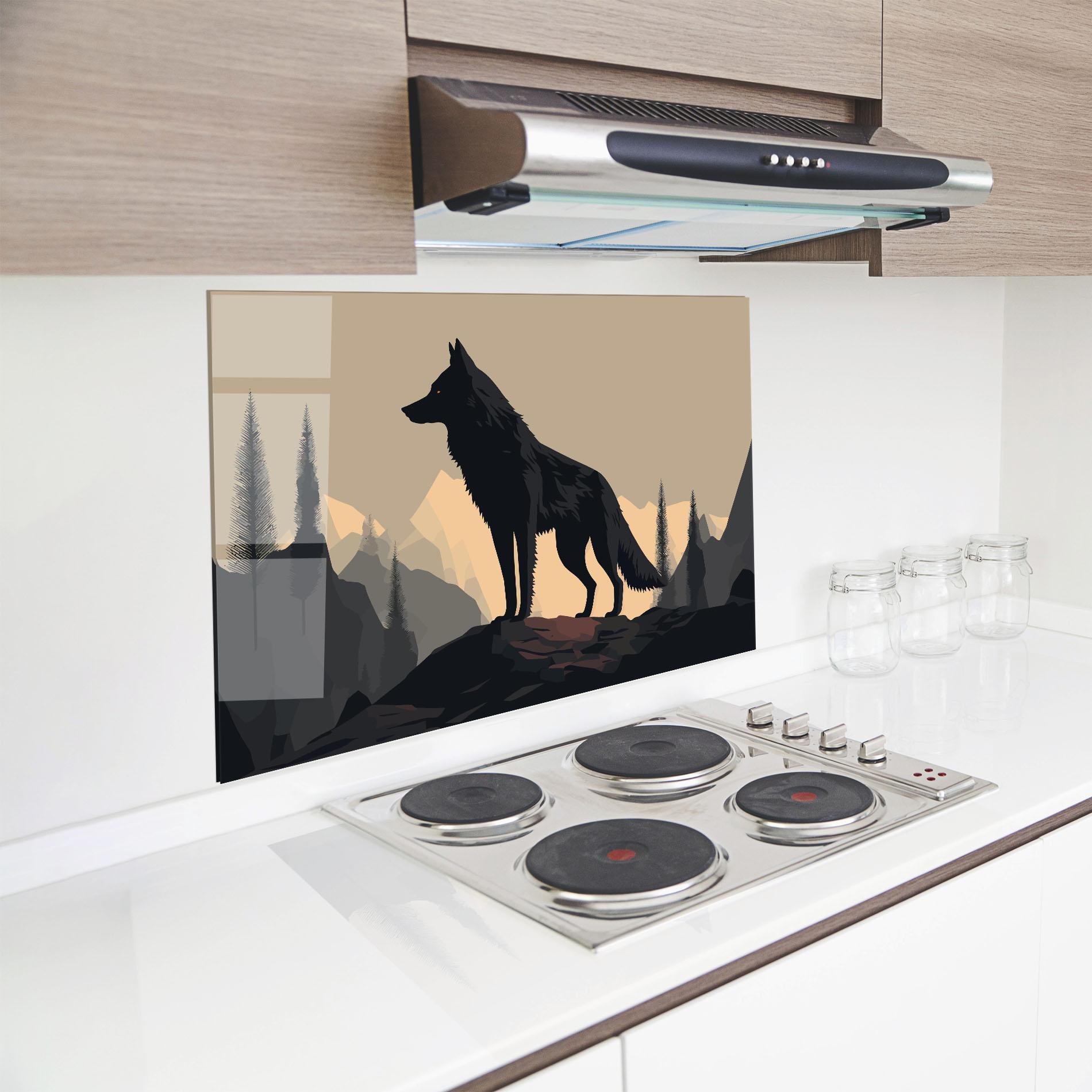 Panou Sticla Bucatarie Black Wolf mockup 8