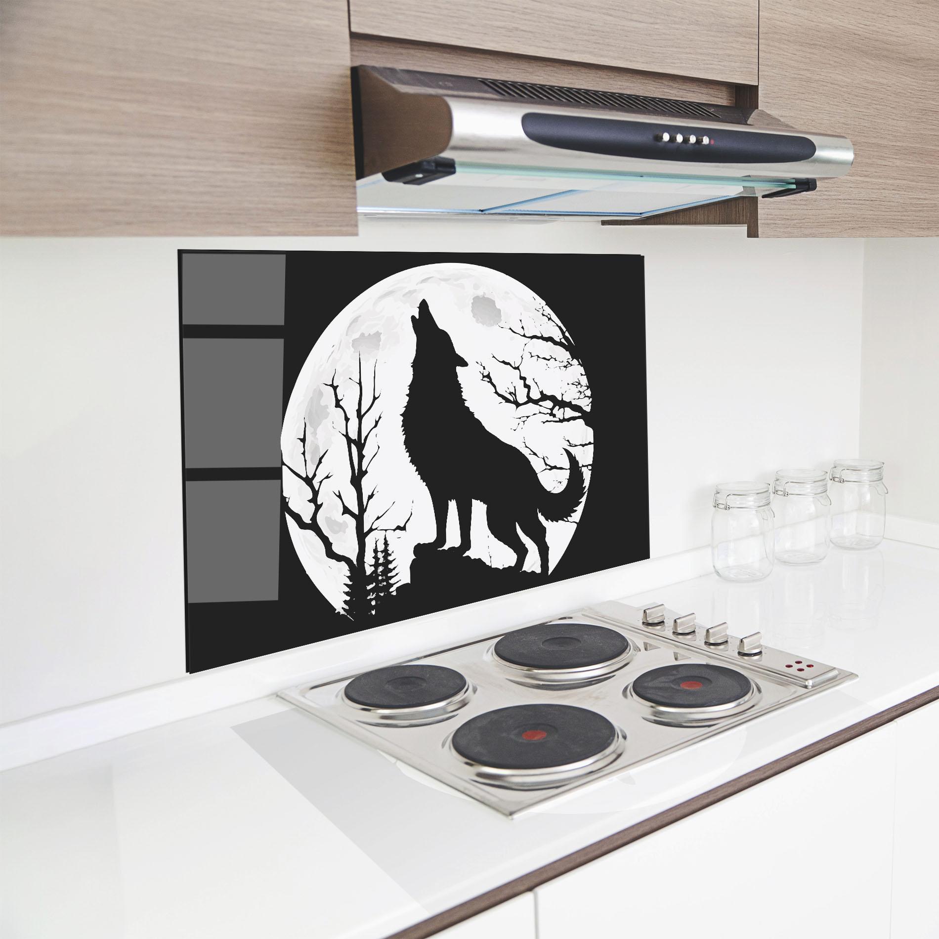 Panou Sticla Bucatarie Full Moon Wolf mockup 8