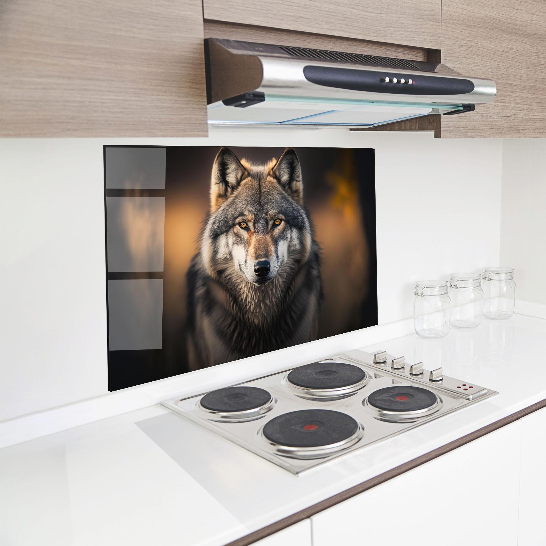 Panou Sticla Bucatarie Wild Gray Wolf mockup 8