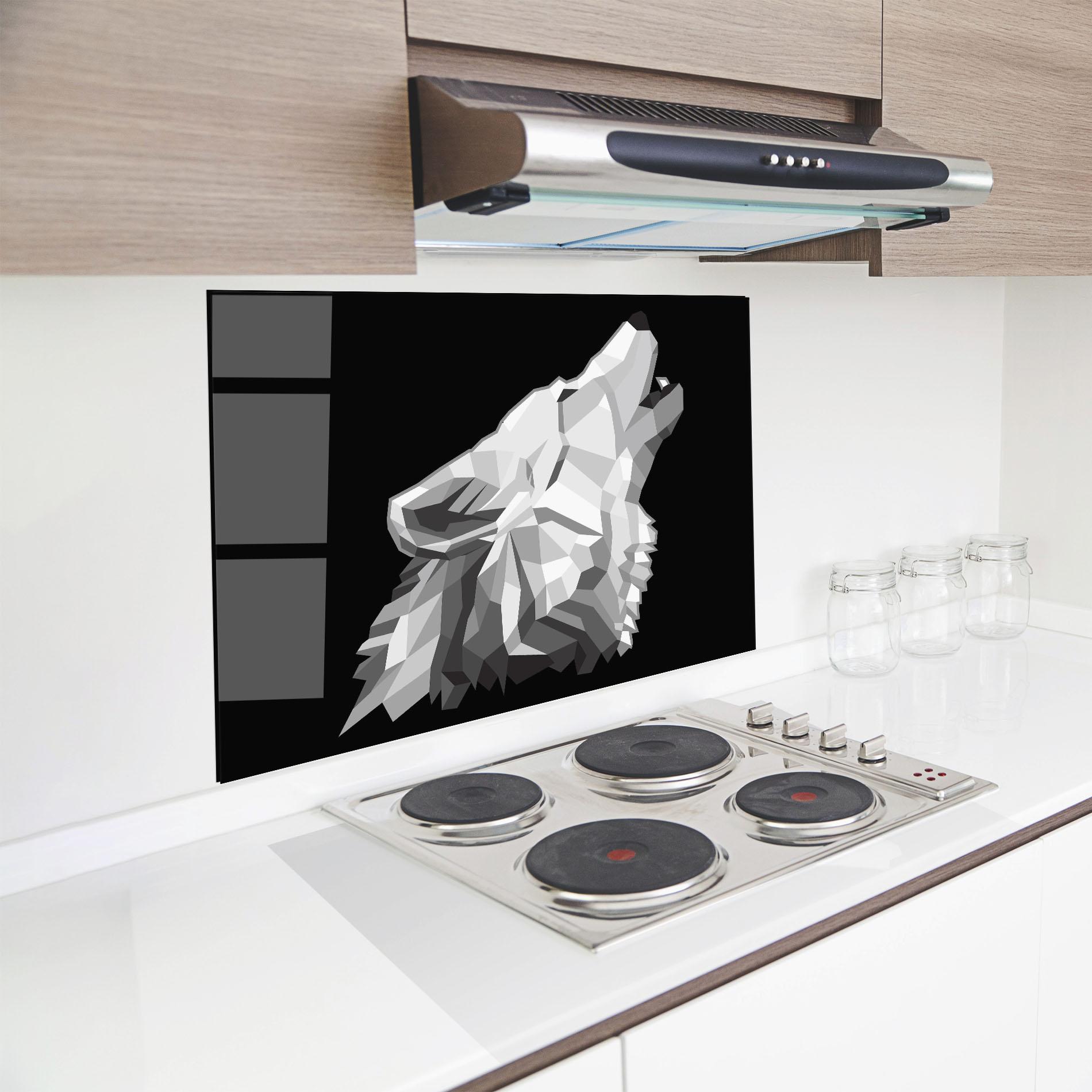 Panou Sticla Bucatarie Wolf Singing mockup 8