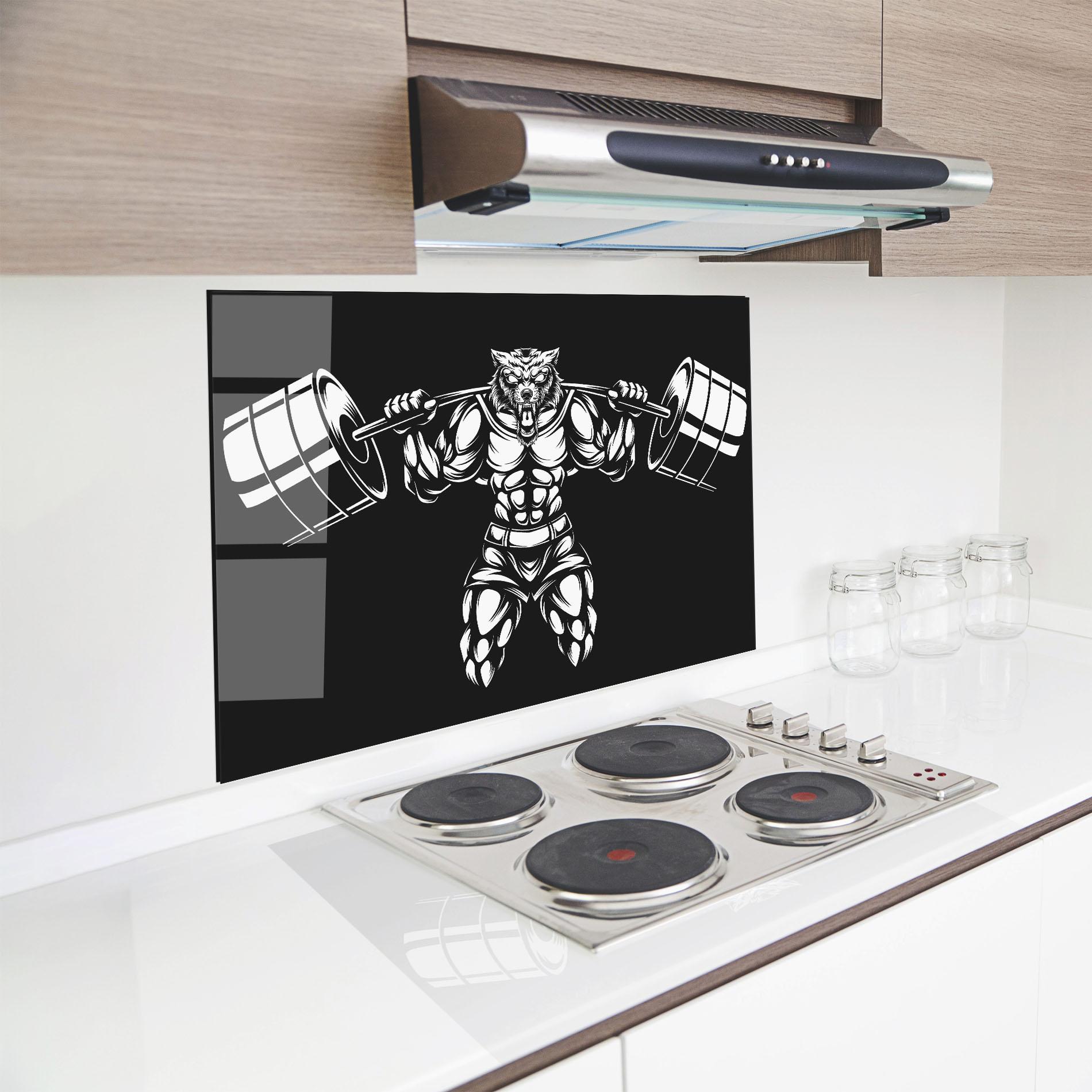 Panou Sticla Bucatarie Work Out Wolf mockup 8