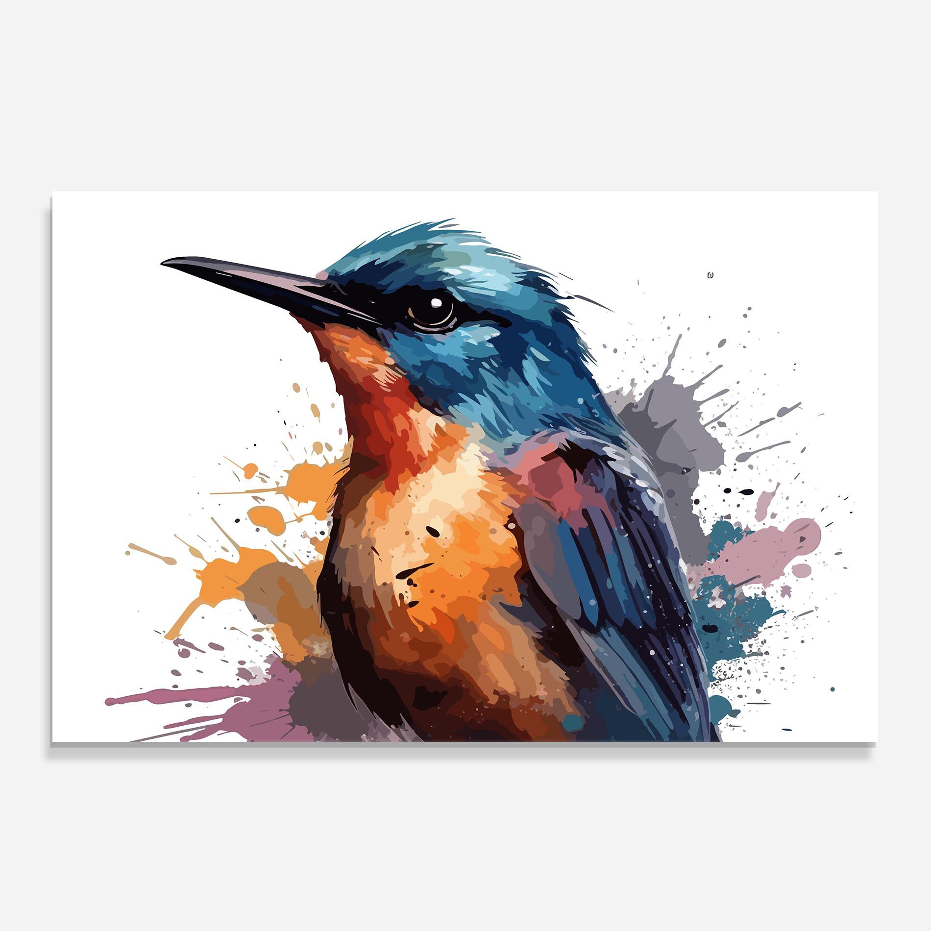 Panou Sticla Bucatarie Brush Style Bird mockup 0