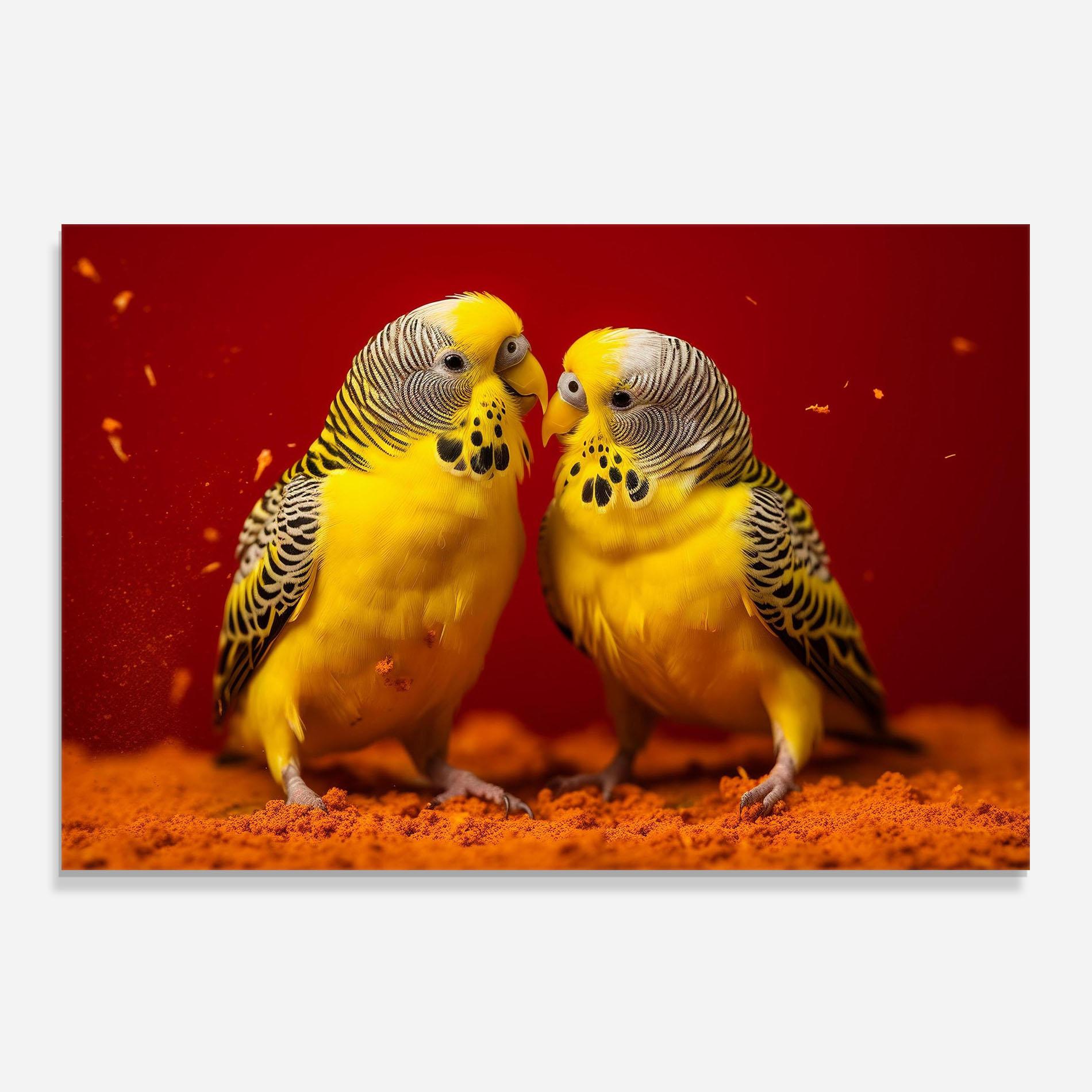 Panou Sticla Bucatarie Cute Yellow Birds mockup 0
