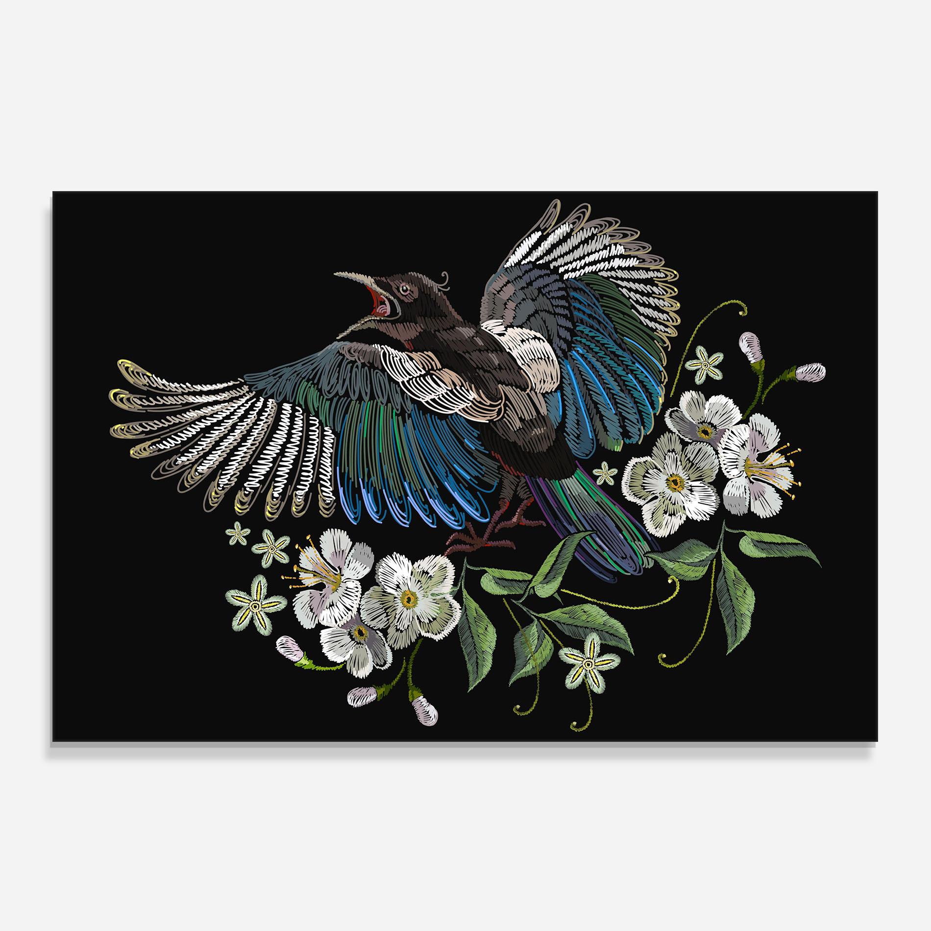 Panou Sticla Bucatarie Embroidery Bird mockup 0