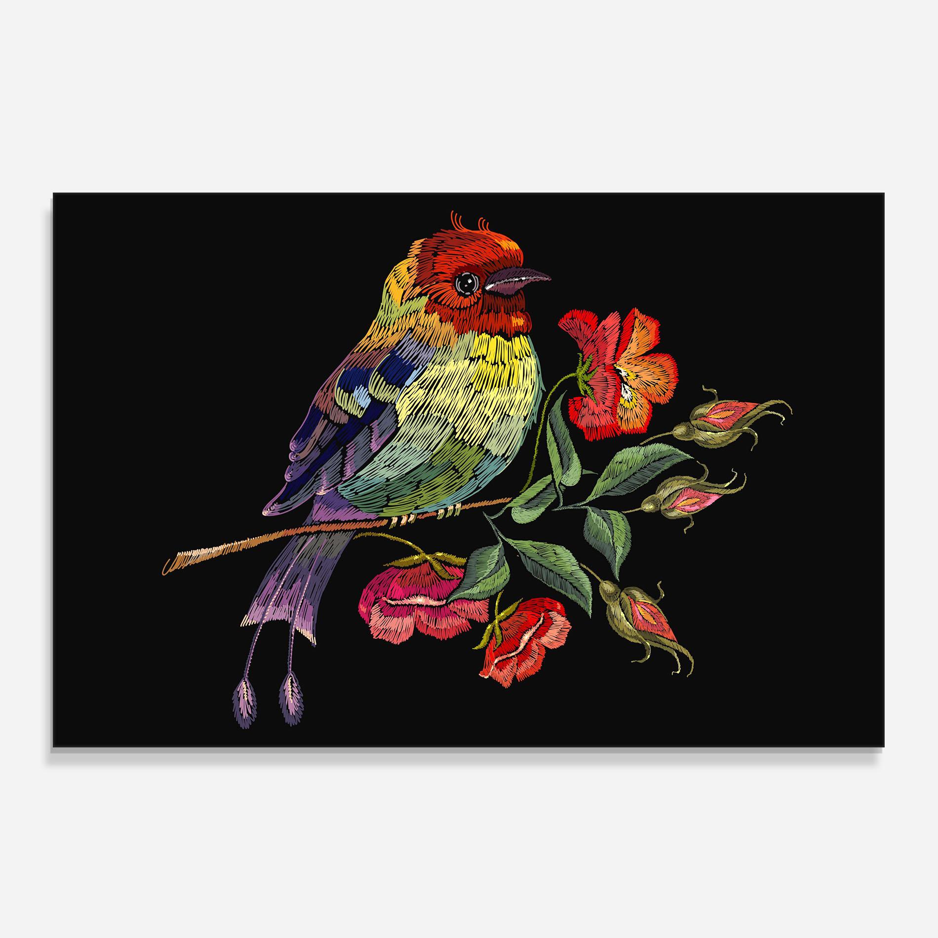 Panou Sticla Bucatarie Embroidery Pretty Bird mockup 0