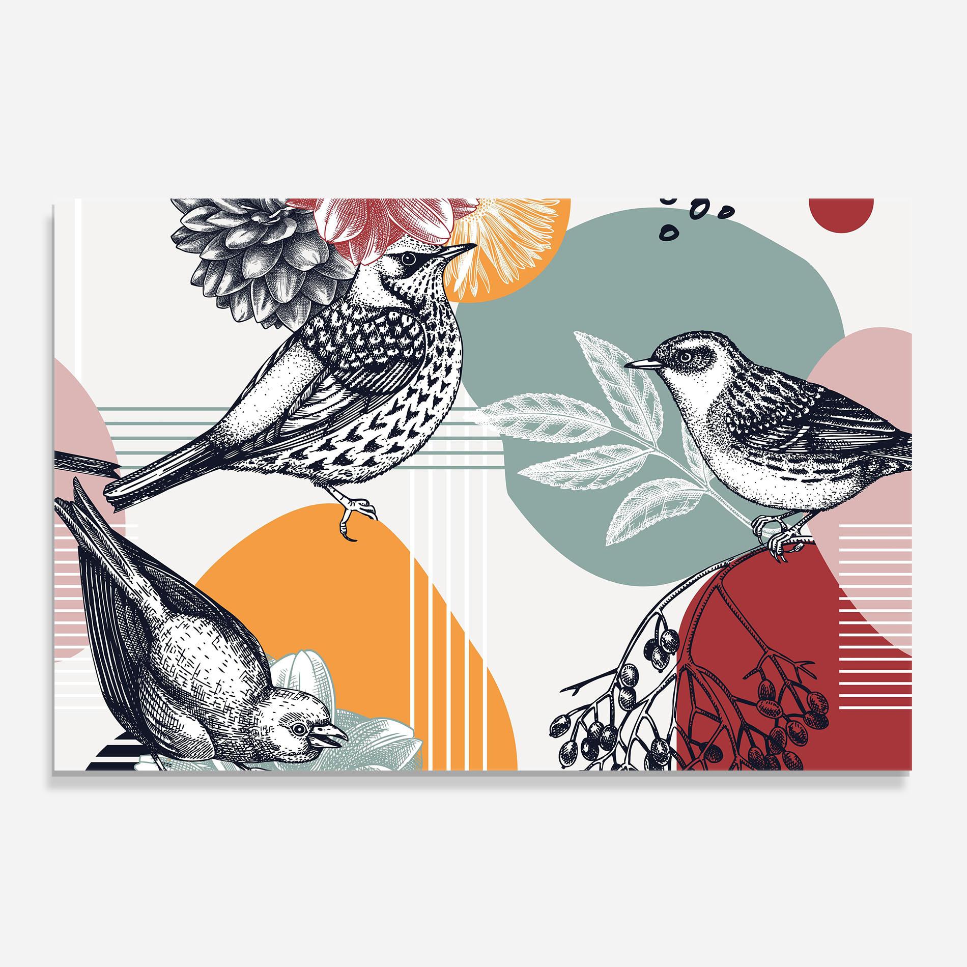 Panou Sticla Bucatarie Pretty Birds Collge mockup 0