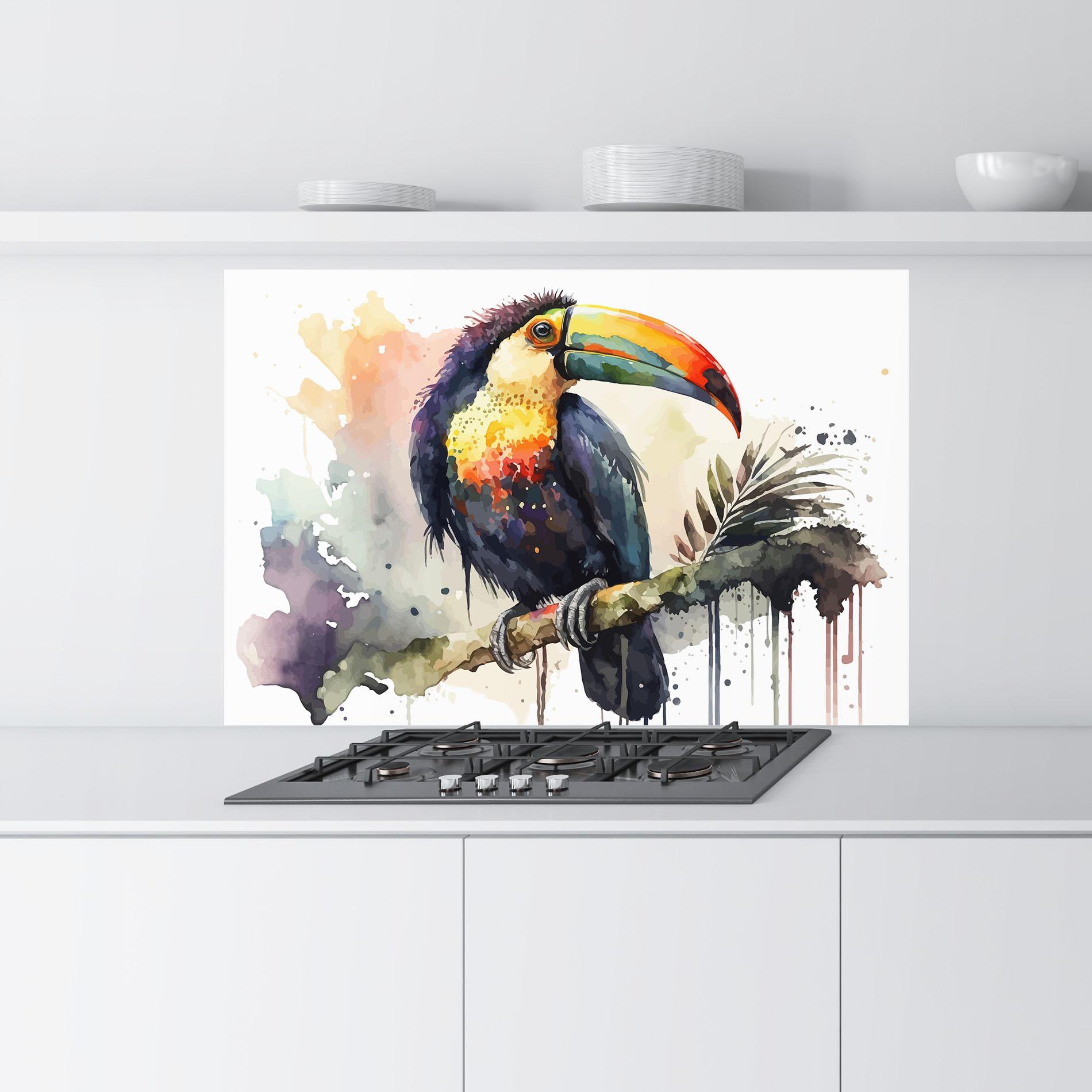 Panou Sticla Bucatarie Beautiful Toucan Art mockup 9