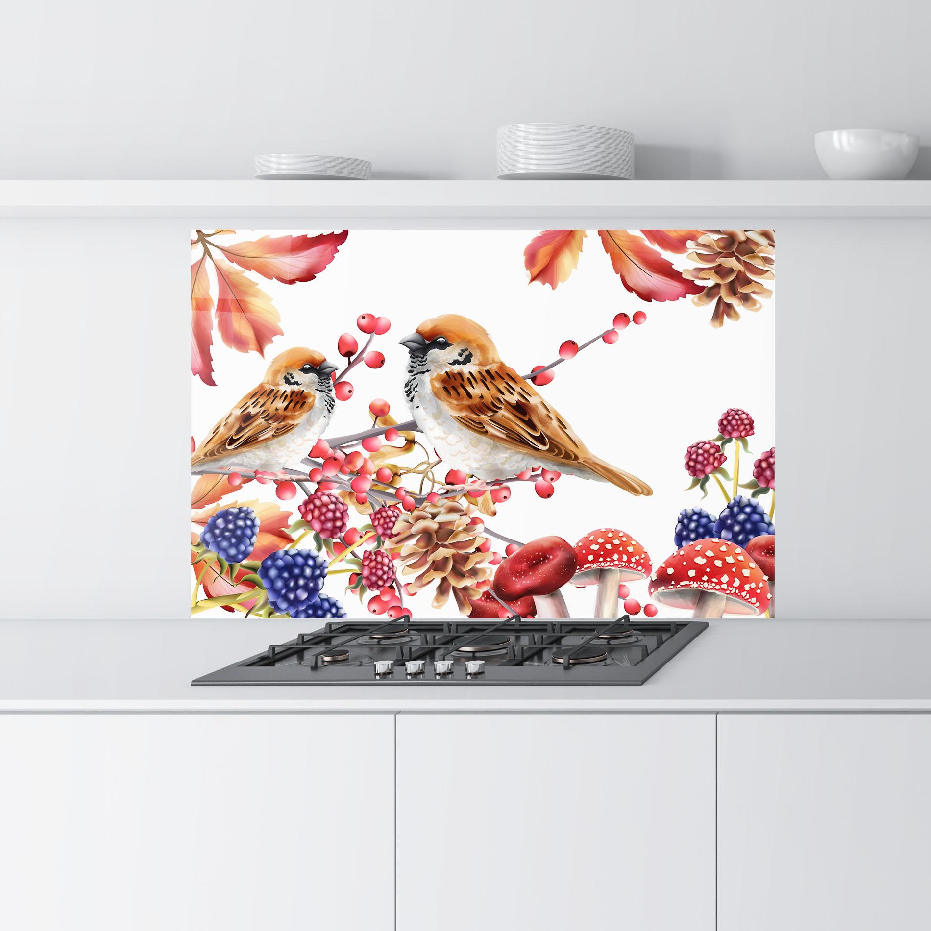 Panou Sticla Bucatarie Birds And Berries mockup 9
