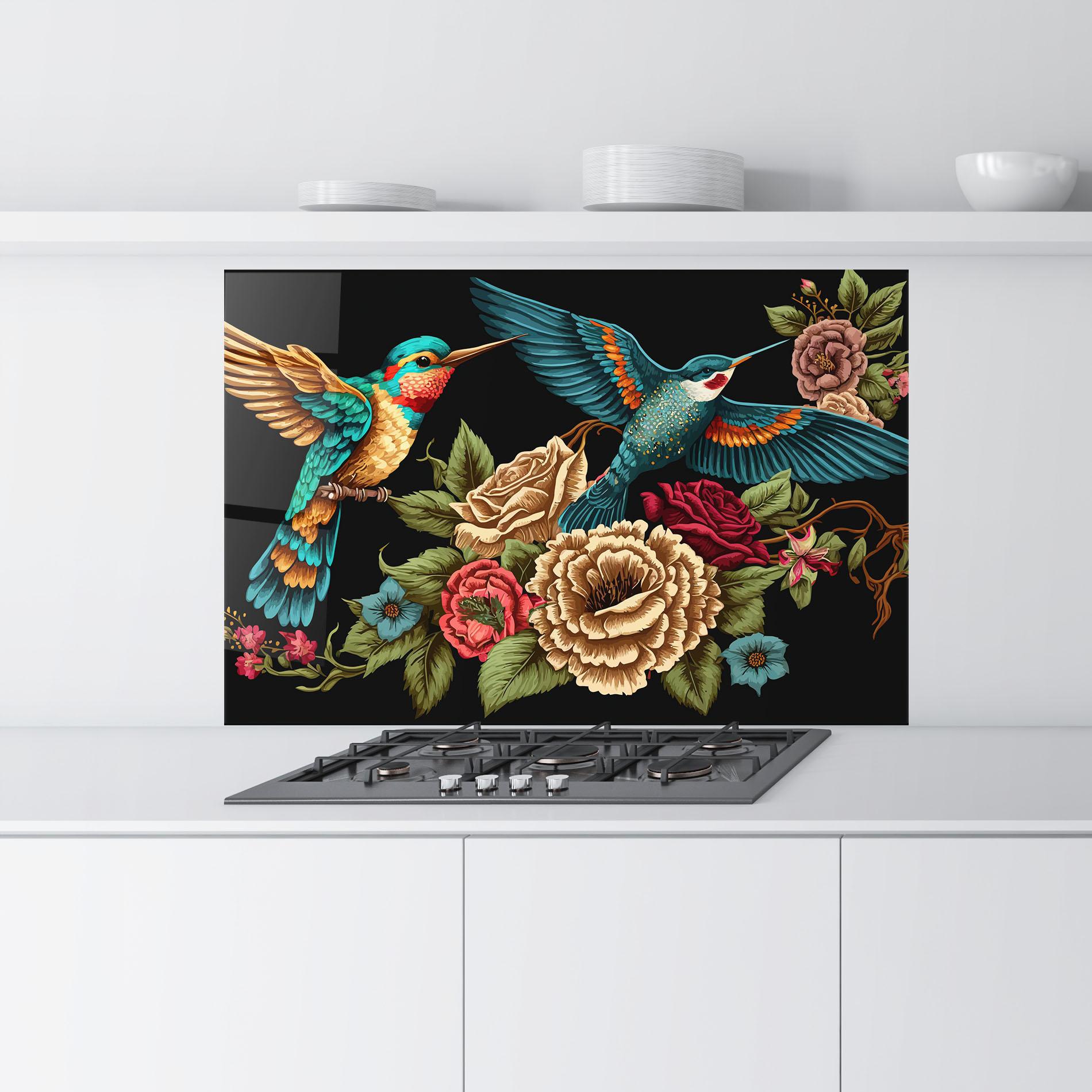 Panou Sticla Bucatarie Blue Birds mockup 9