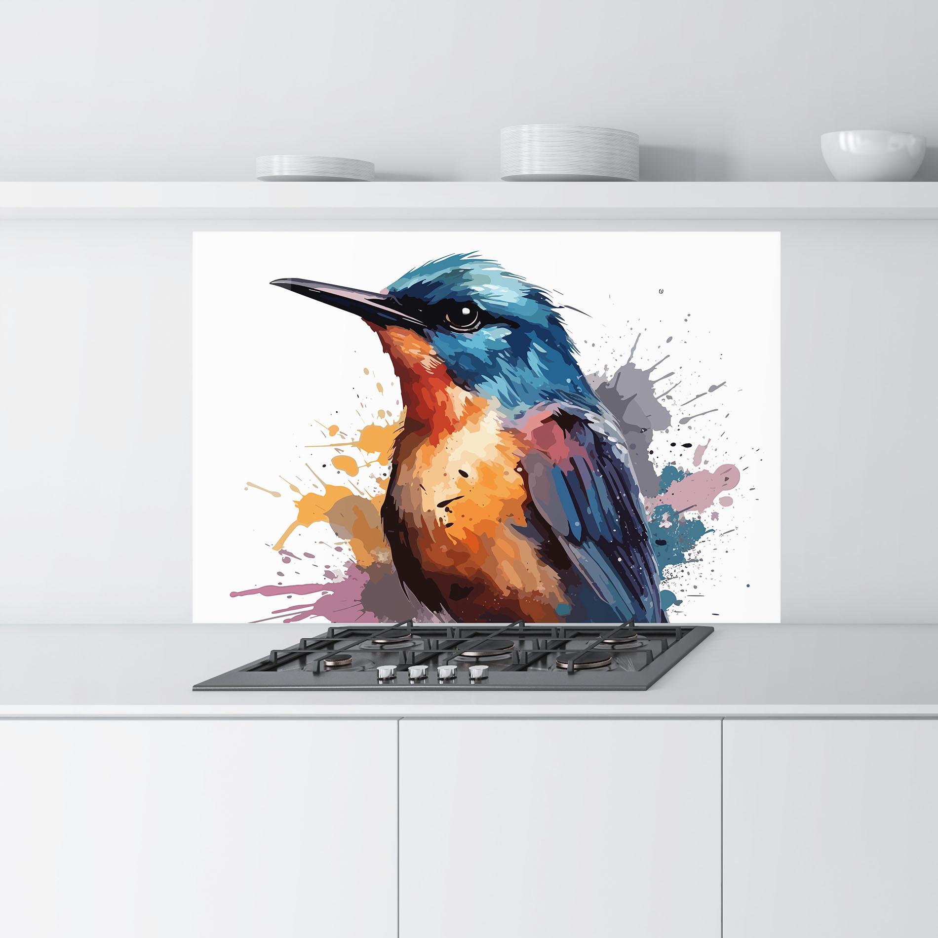 Panou Sticla Bucatarie Brush Style Bird mockup 9