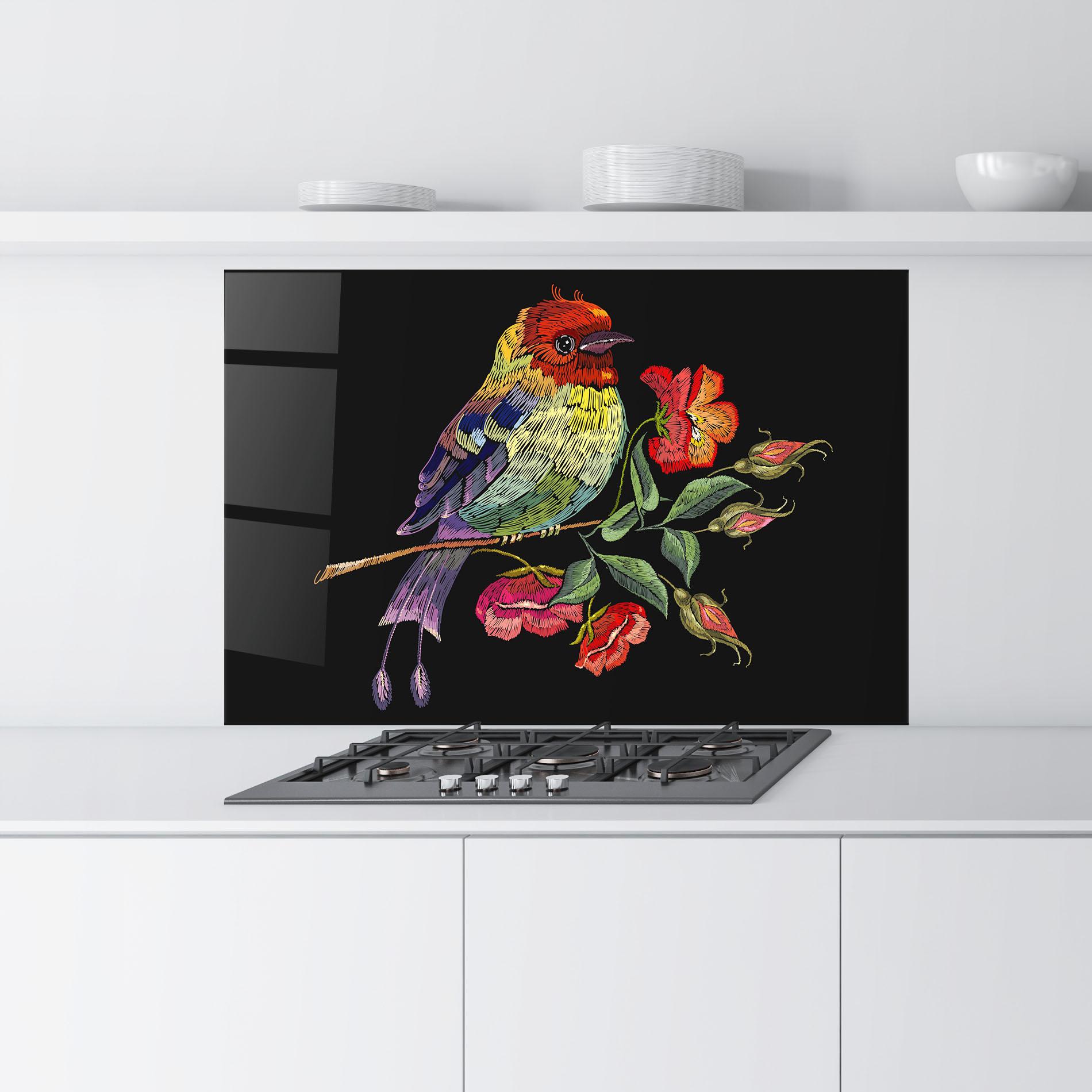 Panou Sticla Bucatarie Embroidery Pretty Bird mockup 9
