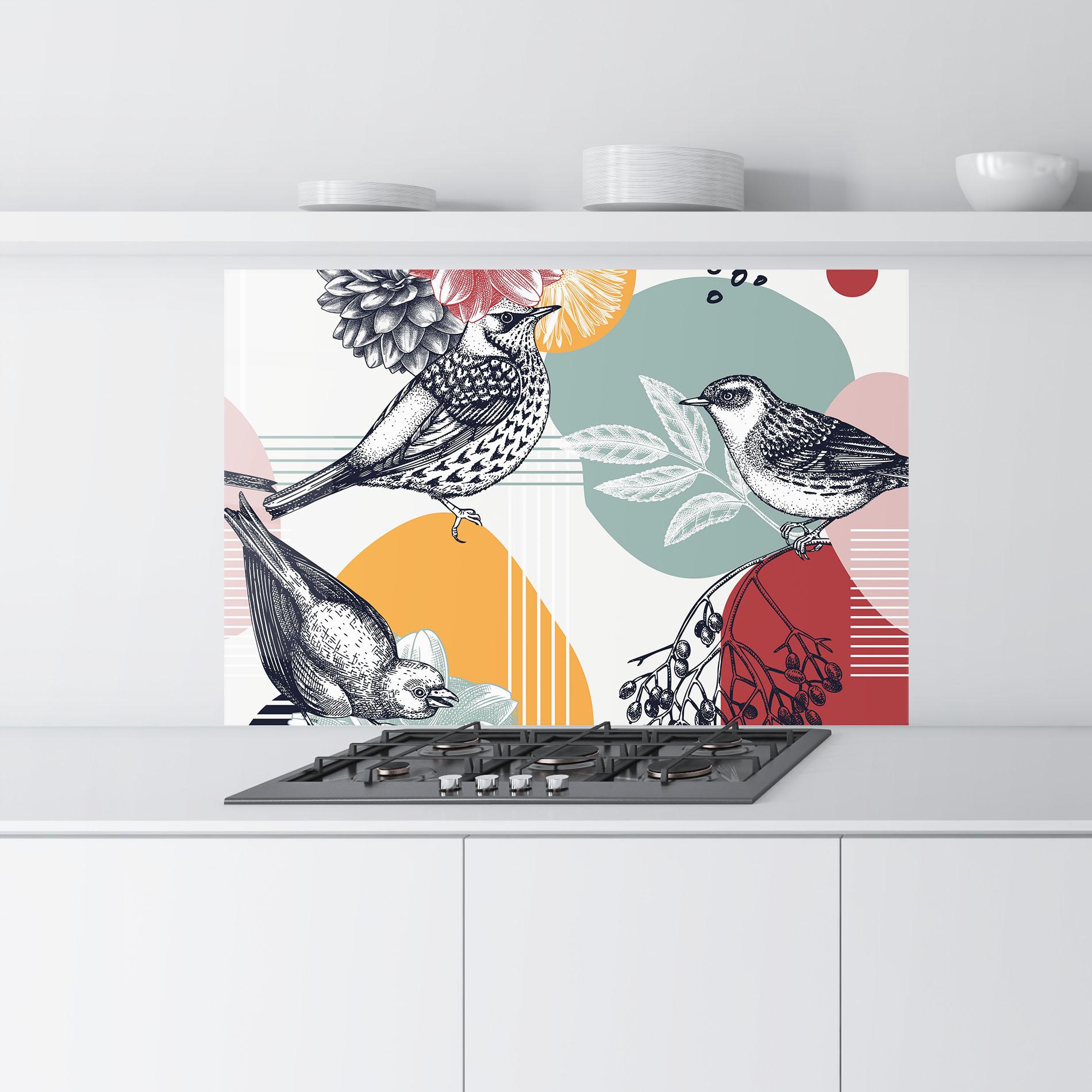 Panou Sticla Bucatarie Pretty Birds Collge mockup 9