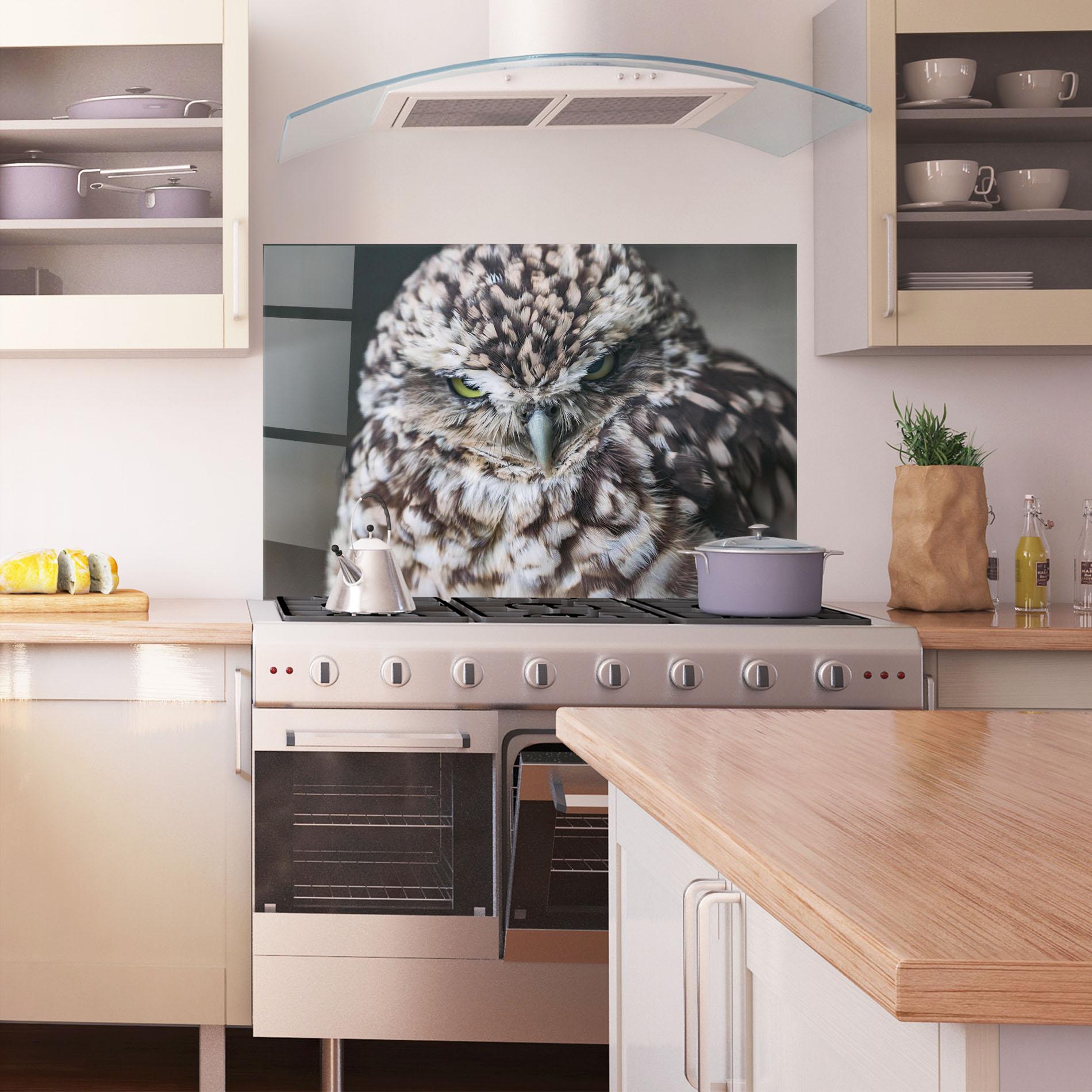 Panou Sticla Bucatarie Angry Little Owl mockup 1