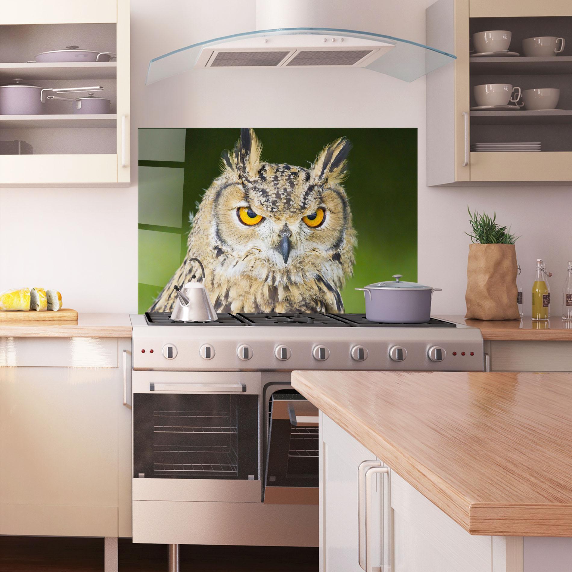 Panou Sticla Bucatarie Angry Owl mockup 1