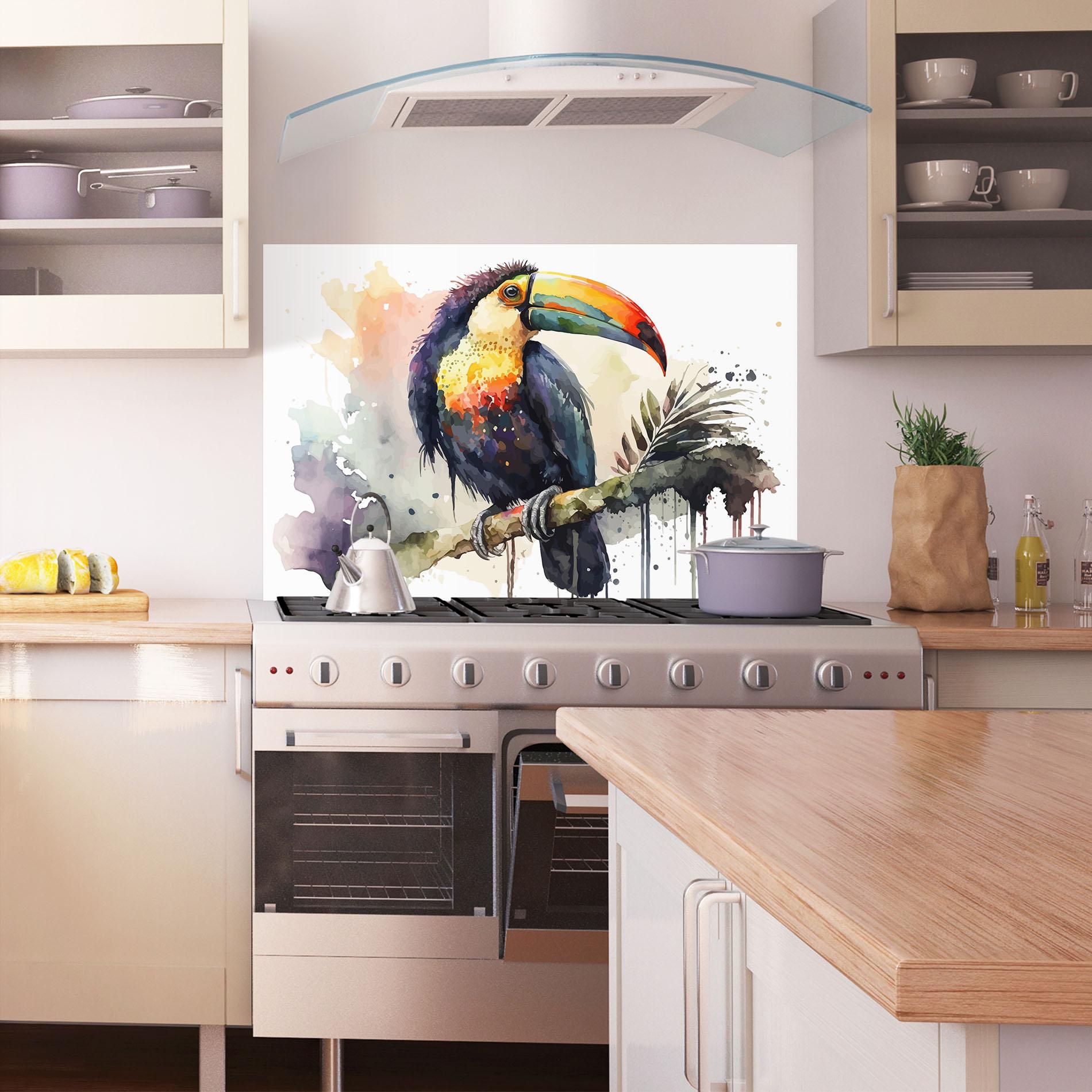 Panou Sticla Bucatarie Beautiful Toucan Art mockup 1