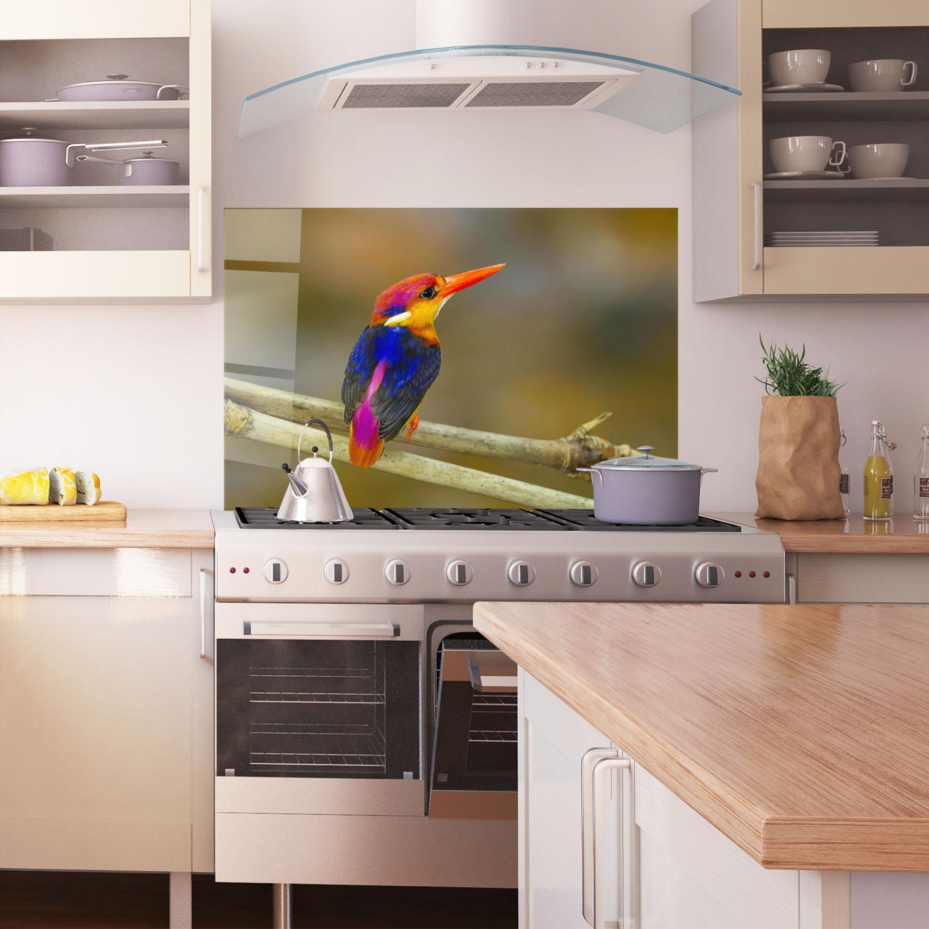 Panou Sticla Bucatarie Colorful Bird mockup 1