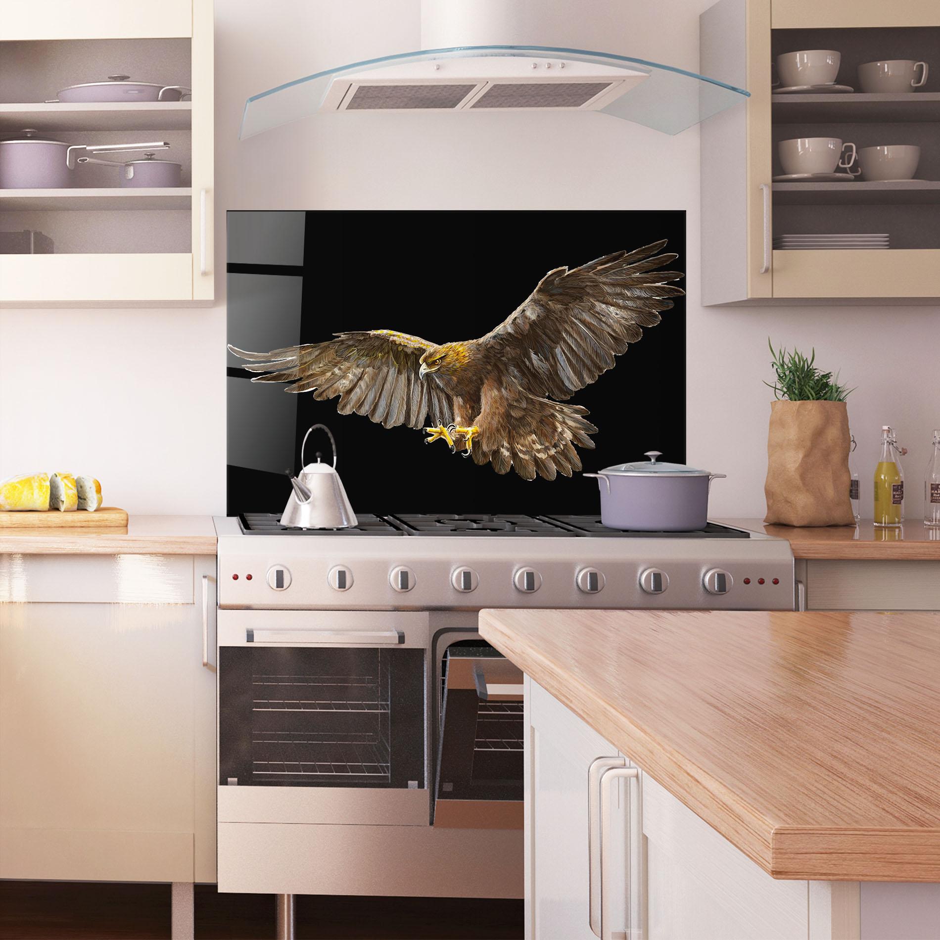Panou Sticla Bucatarie Eagle On Black mockup 1