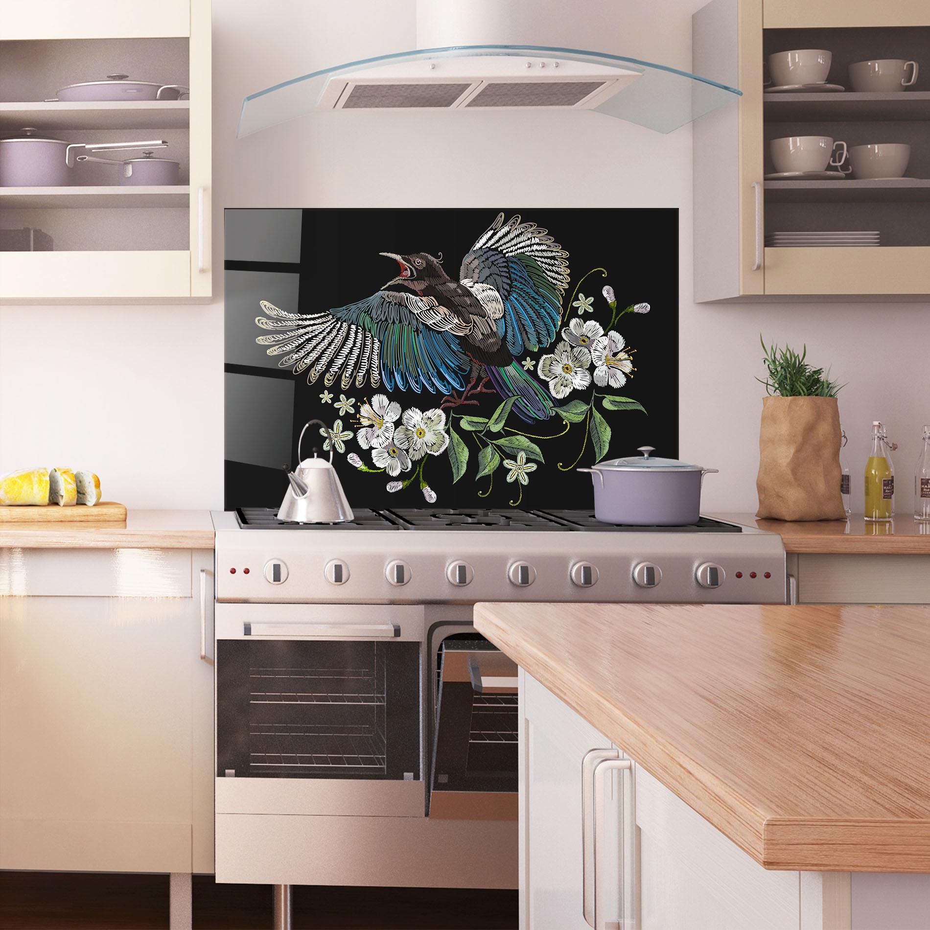 Panou Sticla Bucatarie Embroidery Bird mockup 1