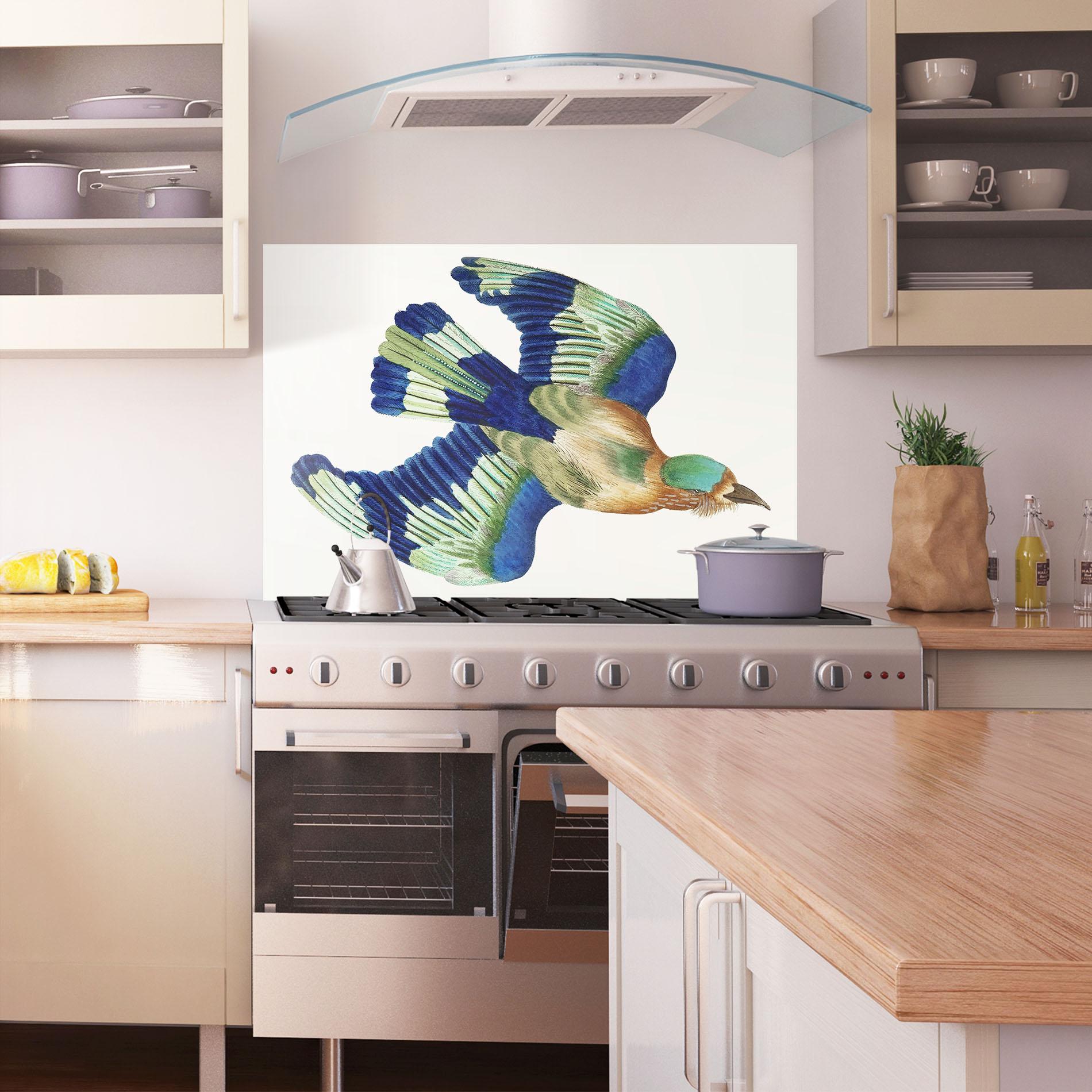 Panou Sticla Bucatarie Green Blue Bird mockup 1