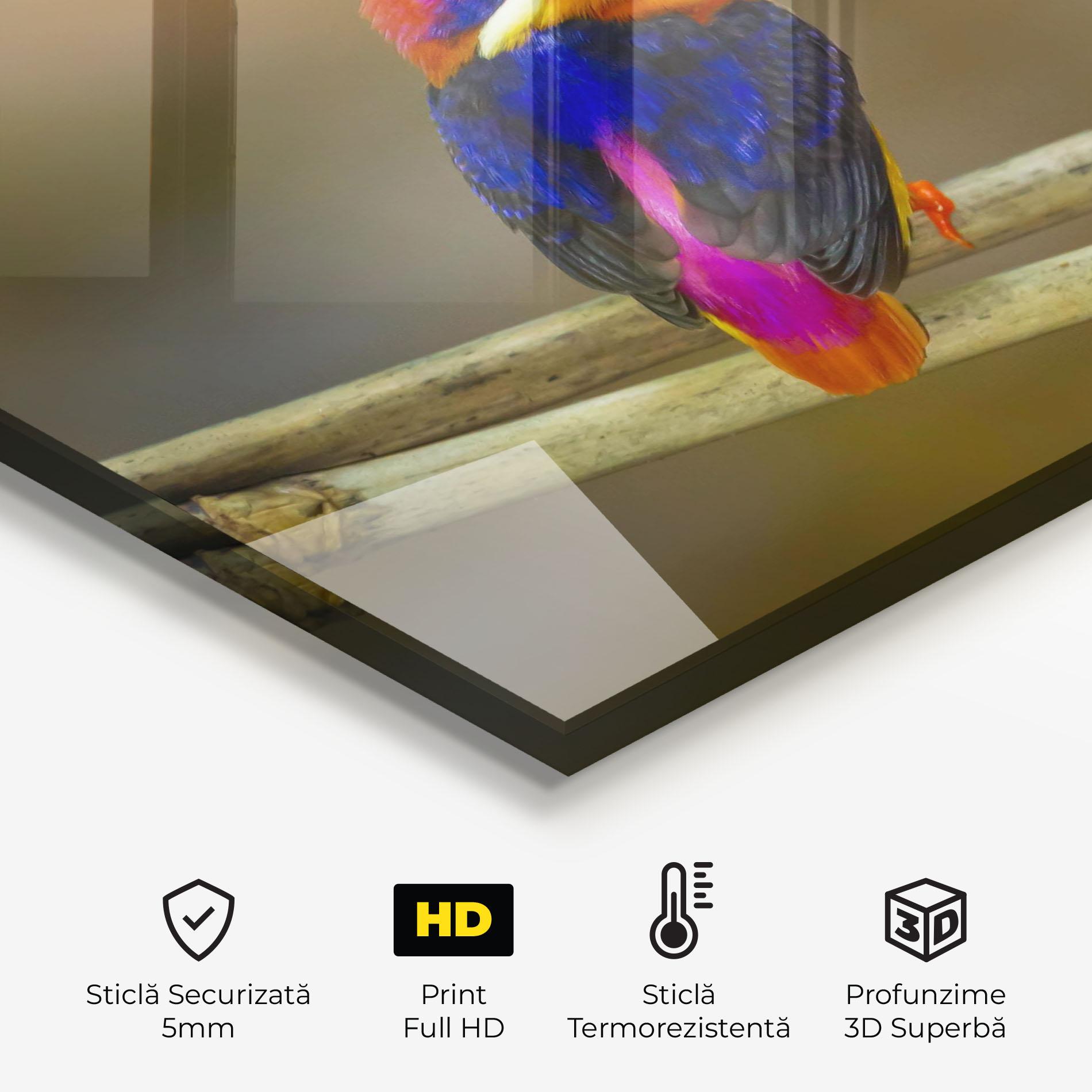 Panou Sticla Bucatarie Colorful Bird mockup 2