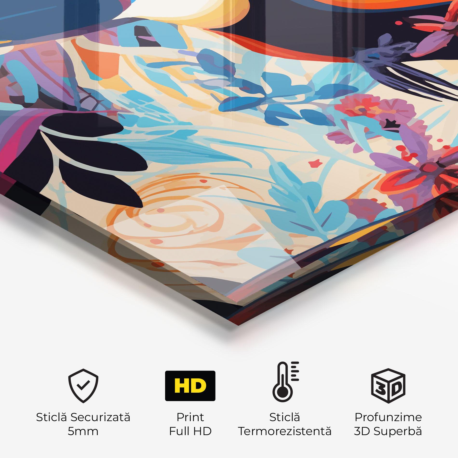 Panou Sticla Bucatarie Colorful Toucan mockup 2