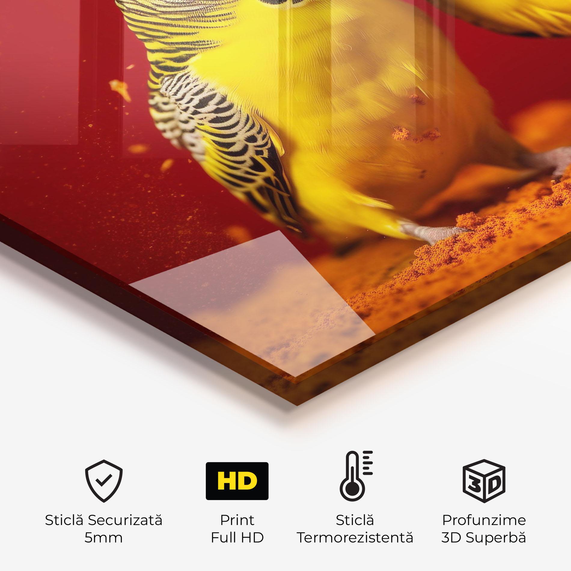 Panou Sticla Bucatarie Cute Yellow Birds mockup 2