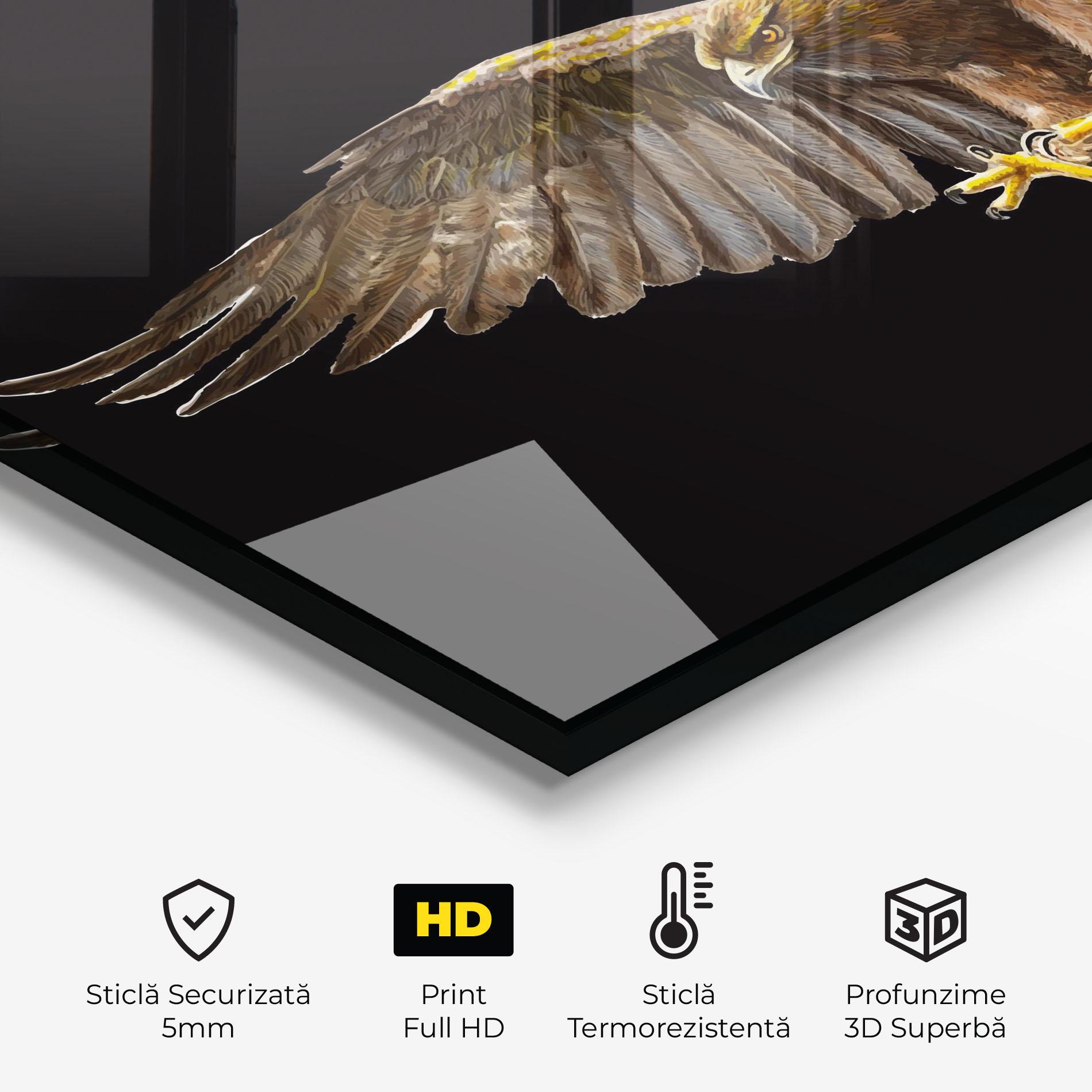 Panou Sticla Bucatarie Eagle On Black mockup 2