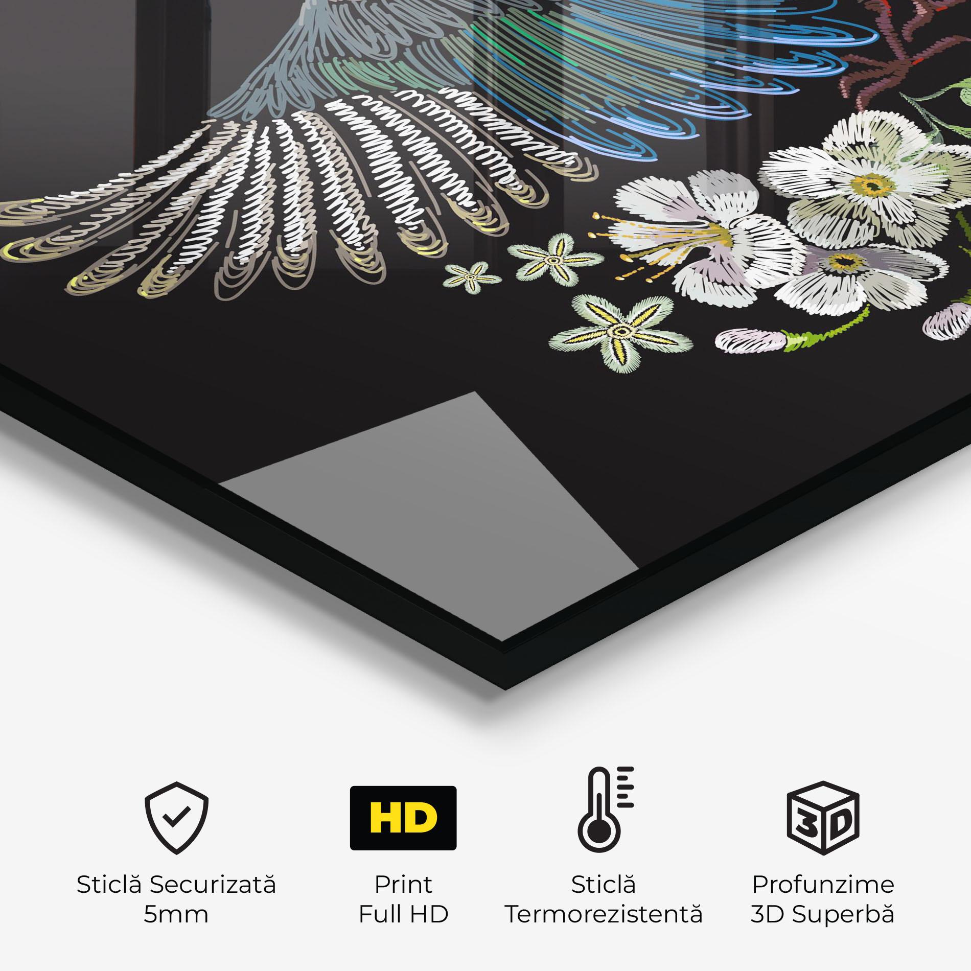 Panou Sticla Bucatarie Embroidery Bird mockup 2