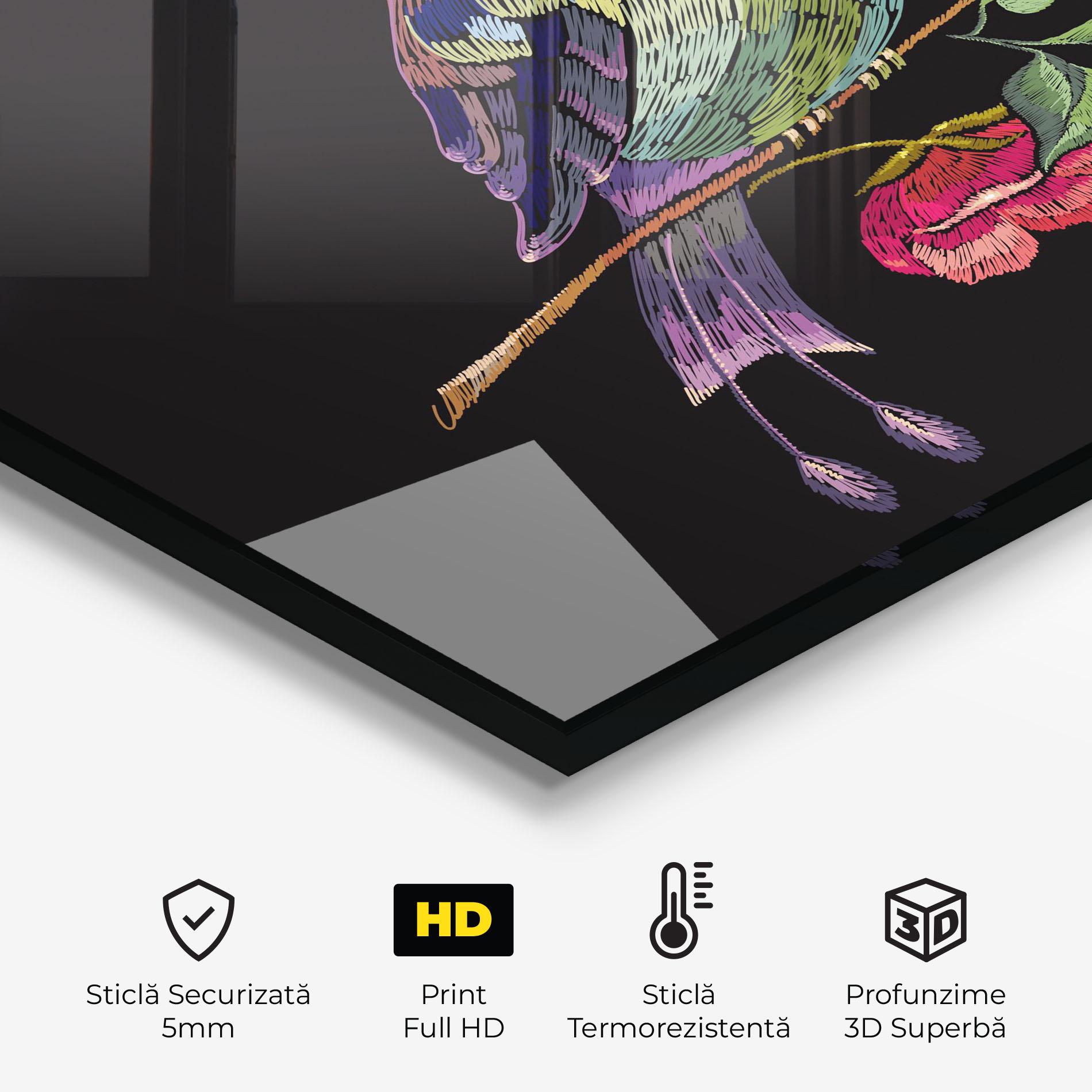 Panou Sticla Bucatarie Embroidery Pretty Bird mockup 2