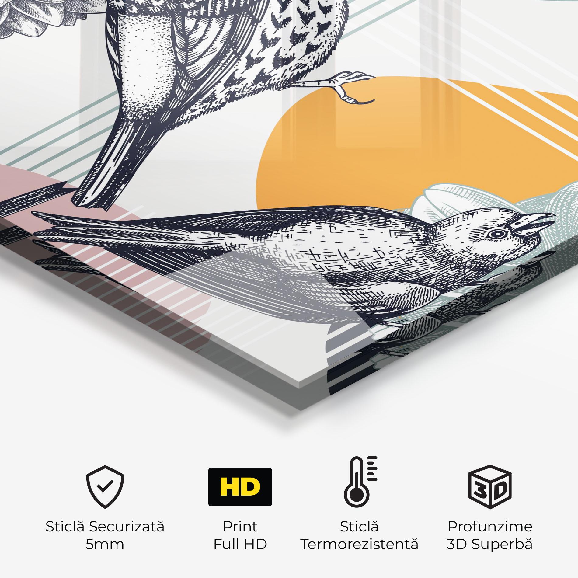 Panou Sticla Bucatarie Pretty Birds Collge mockup 2