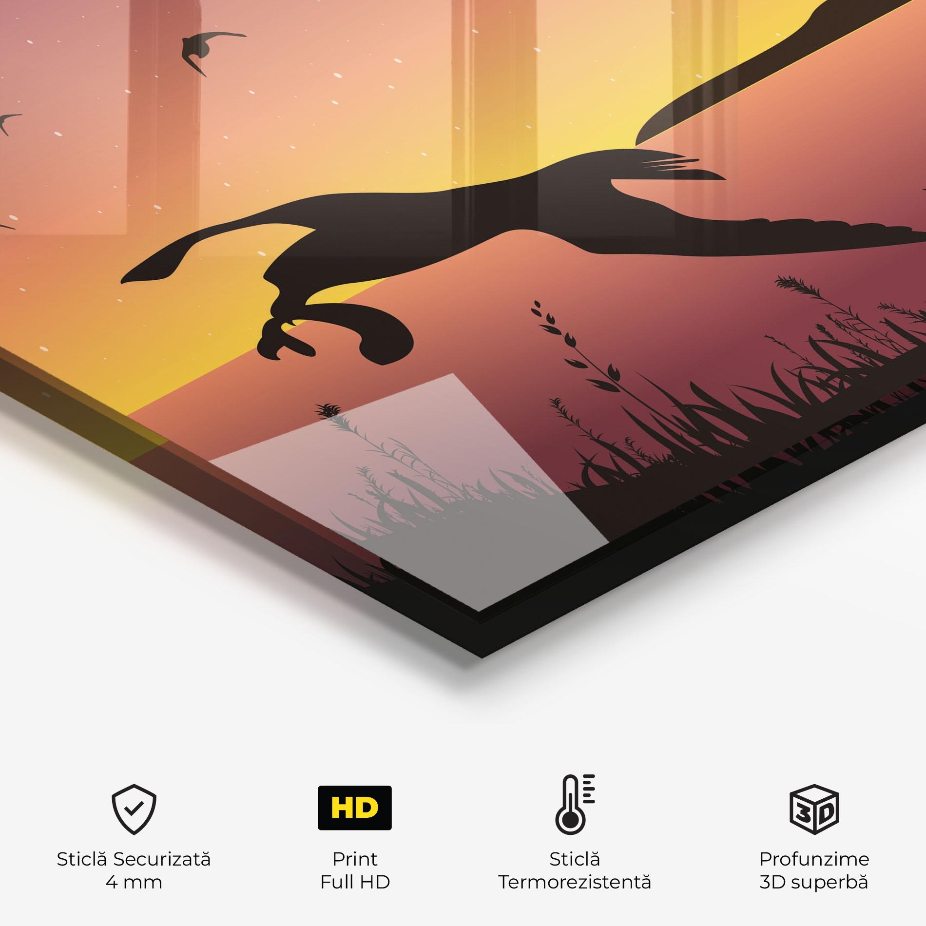 Panou Sticla Bucatarie Birds Fishing mockup 2