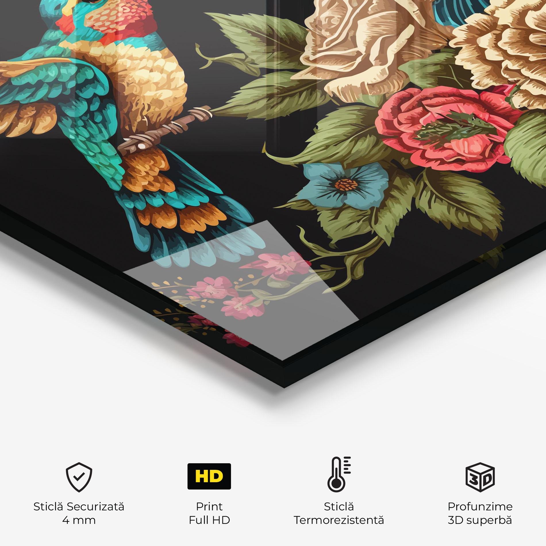 Panou Sticla Bucatarie Blue Birds mockup 2