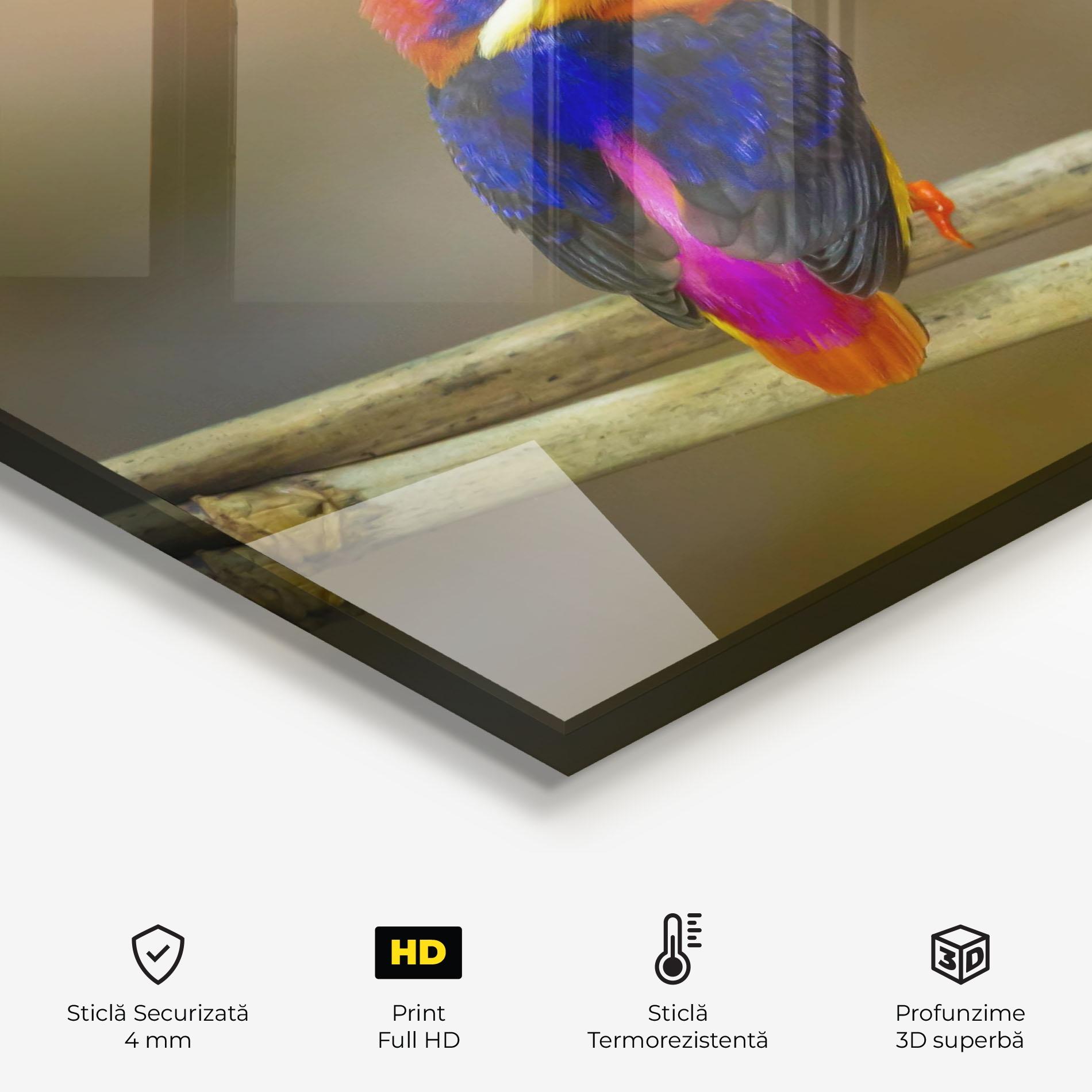 Panou Sticla Bucatarie Colorful Bird mockup 2