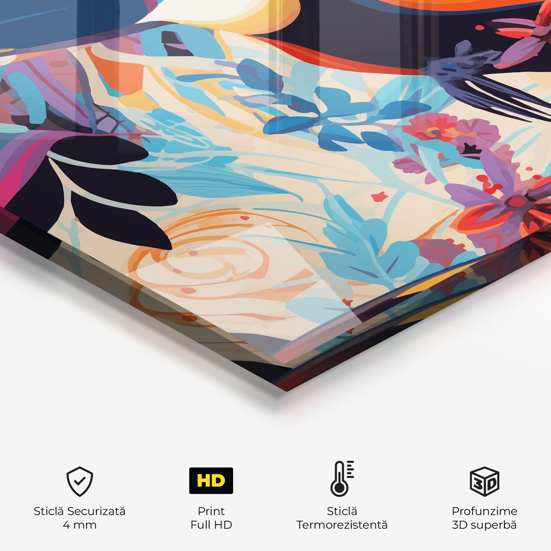 Panou Sticla Bucatarie Colorful Toucan mockup 2