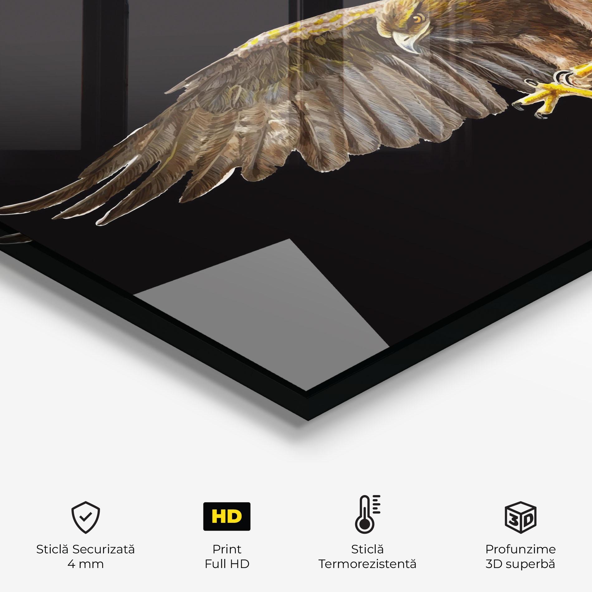Panou Sticla Bucatarie Eagle On Black mockup 2